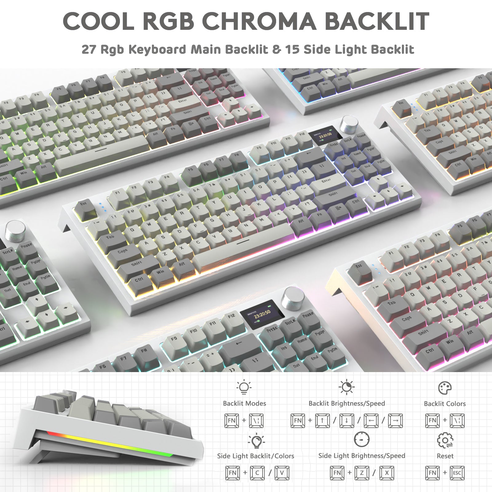 Attack Shark K86PRO keyboard with RGB chroma backlighting and customizable lighting options