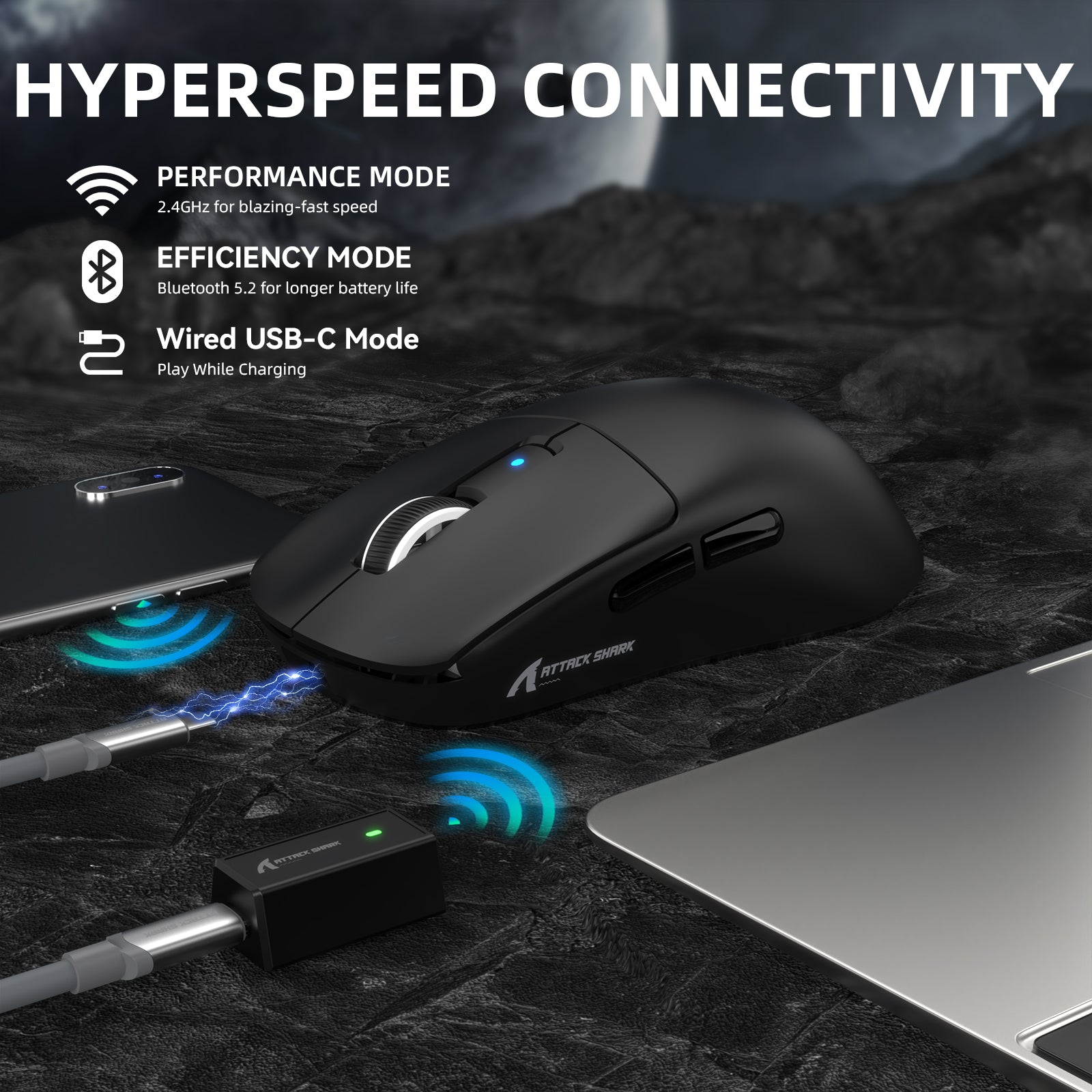 Ratón inalámbrico para juegos ATTACK SHARK R6PRO LIGHTSPEED