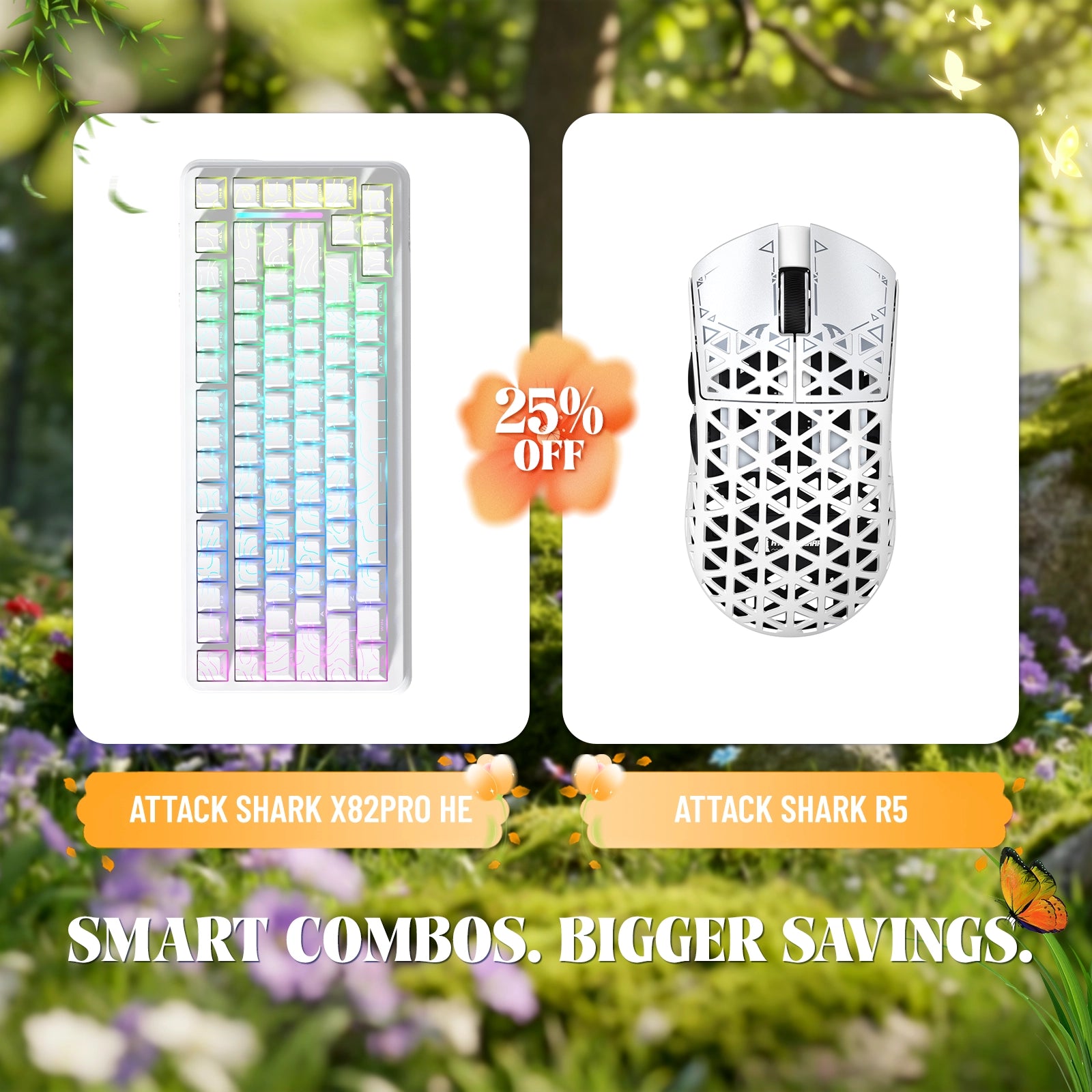 ATTACK SHARK X82PRO HE Rapid Trigger Keyboard + R5 Carbon Fiber Wireless Gaming Mouse Bundle