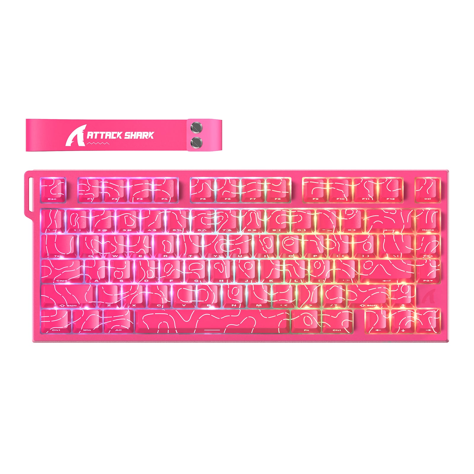 Contornos rosados (patrón que brilla a través de las teclas)