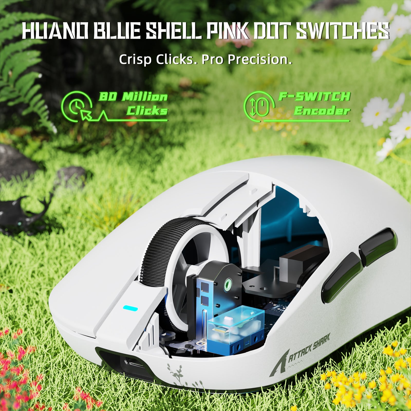 ATTACK SHARK X8SE Kabellose Tri-Mode-Gaming-Maus, 25.000 DPI, ultraleicht
