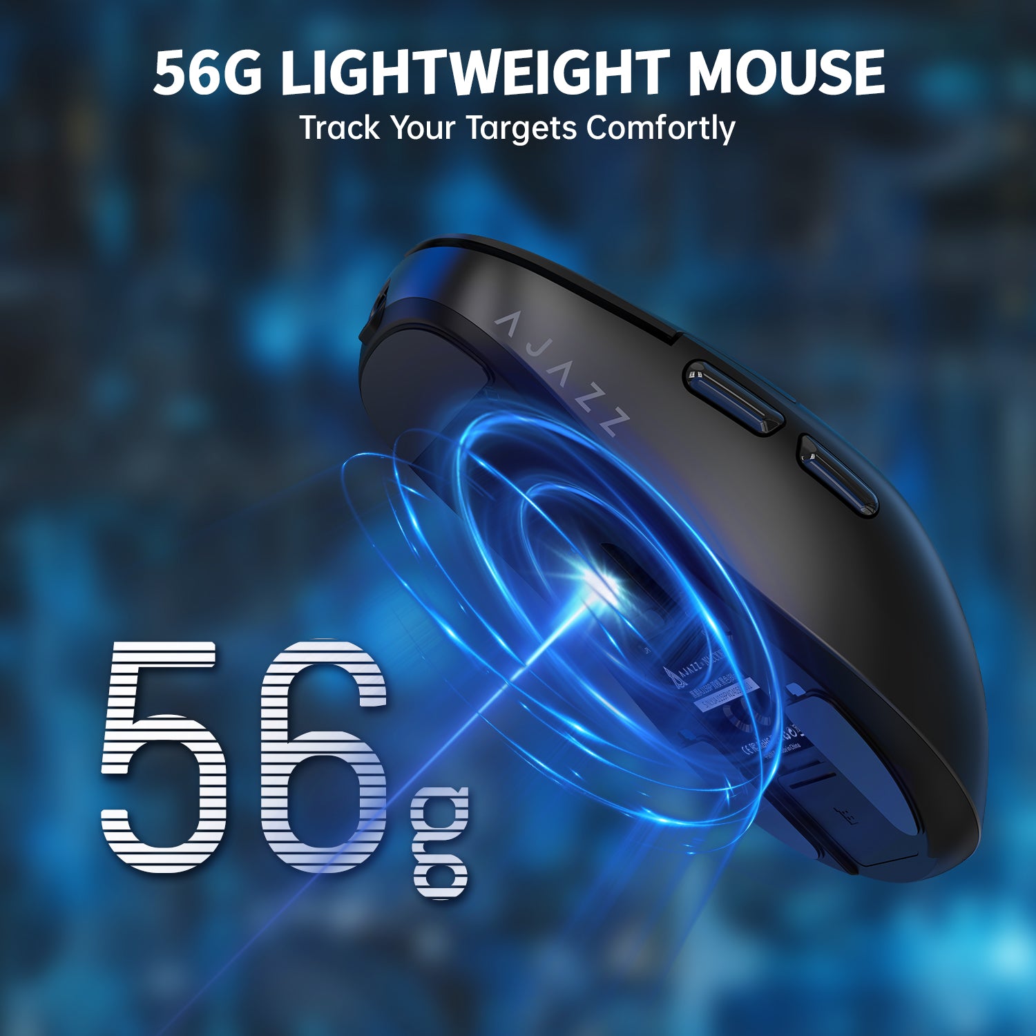 56g ultra-lightweight AJAZZ gaming mouse designed for comfortable tracking.