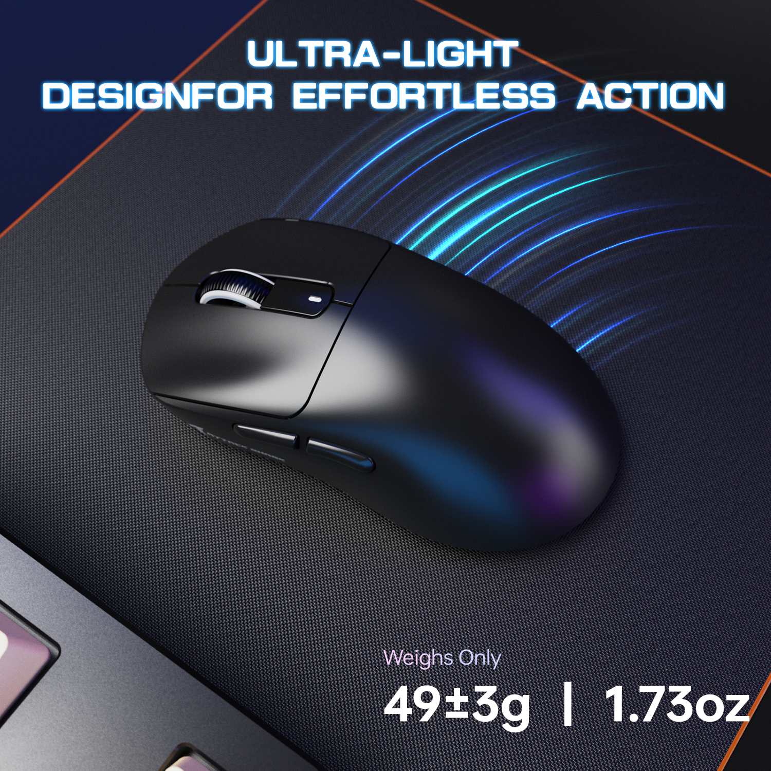 Ultra-light Attack Shark X3MAX gaming mouse, weighing 49g for effortless action design.