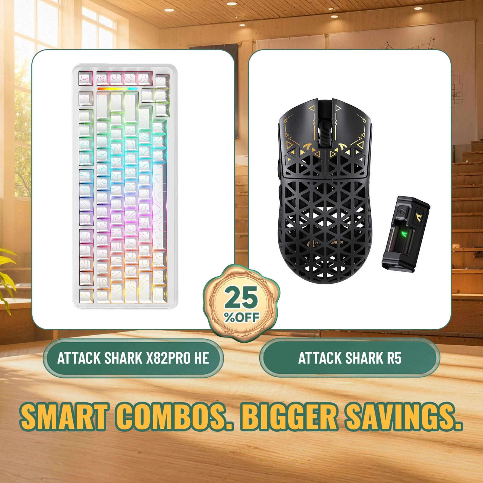 Paquete ATTACK SHARK X82PRO HE teclado Rapid Trigger + ratón para juegos inalámbrico de fibra de carbono R5