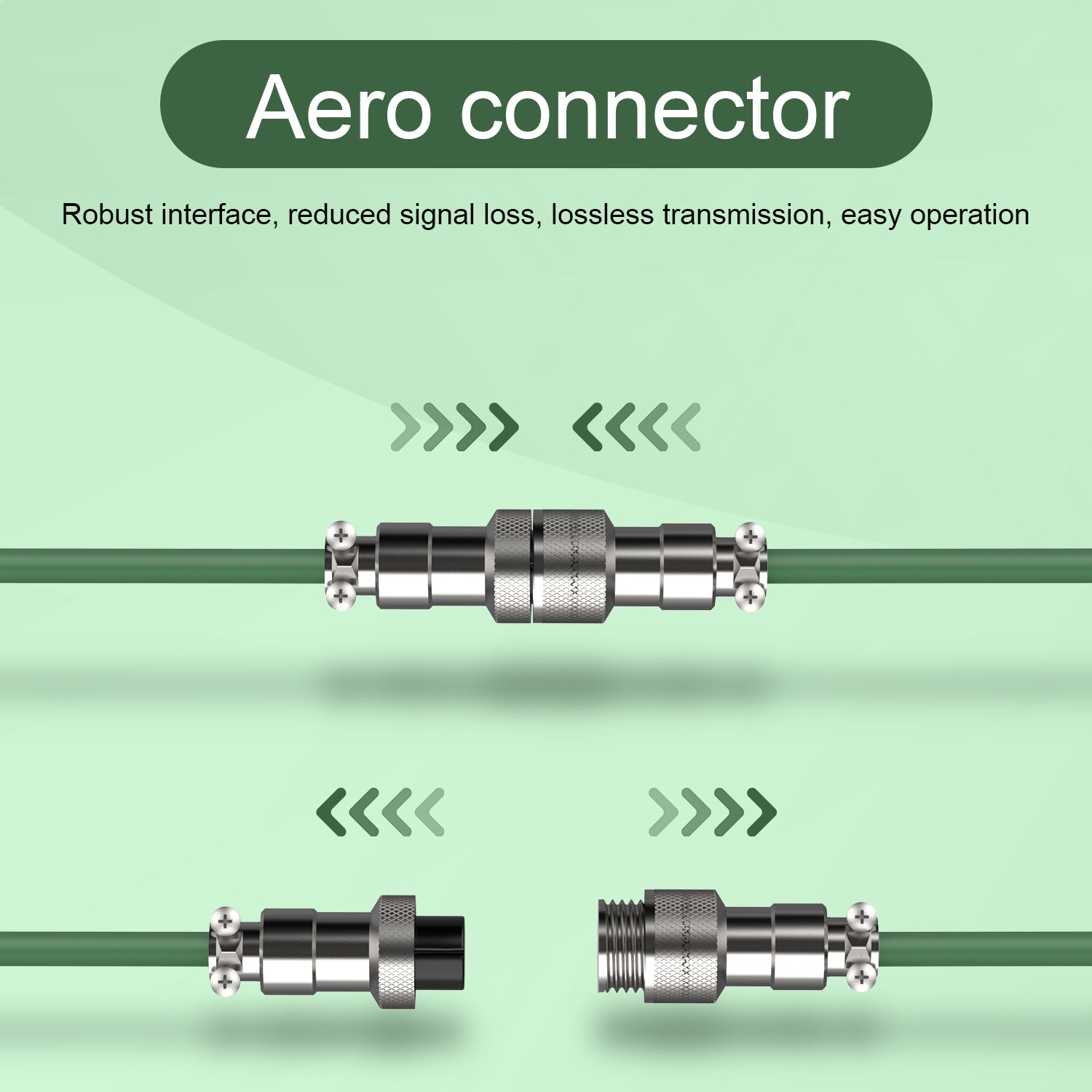 Aero connector for USB-C cable ensuring lossless signal transmission and easy operation.