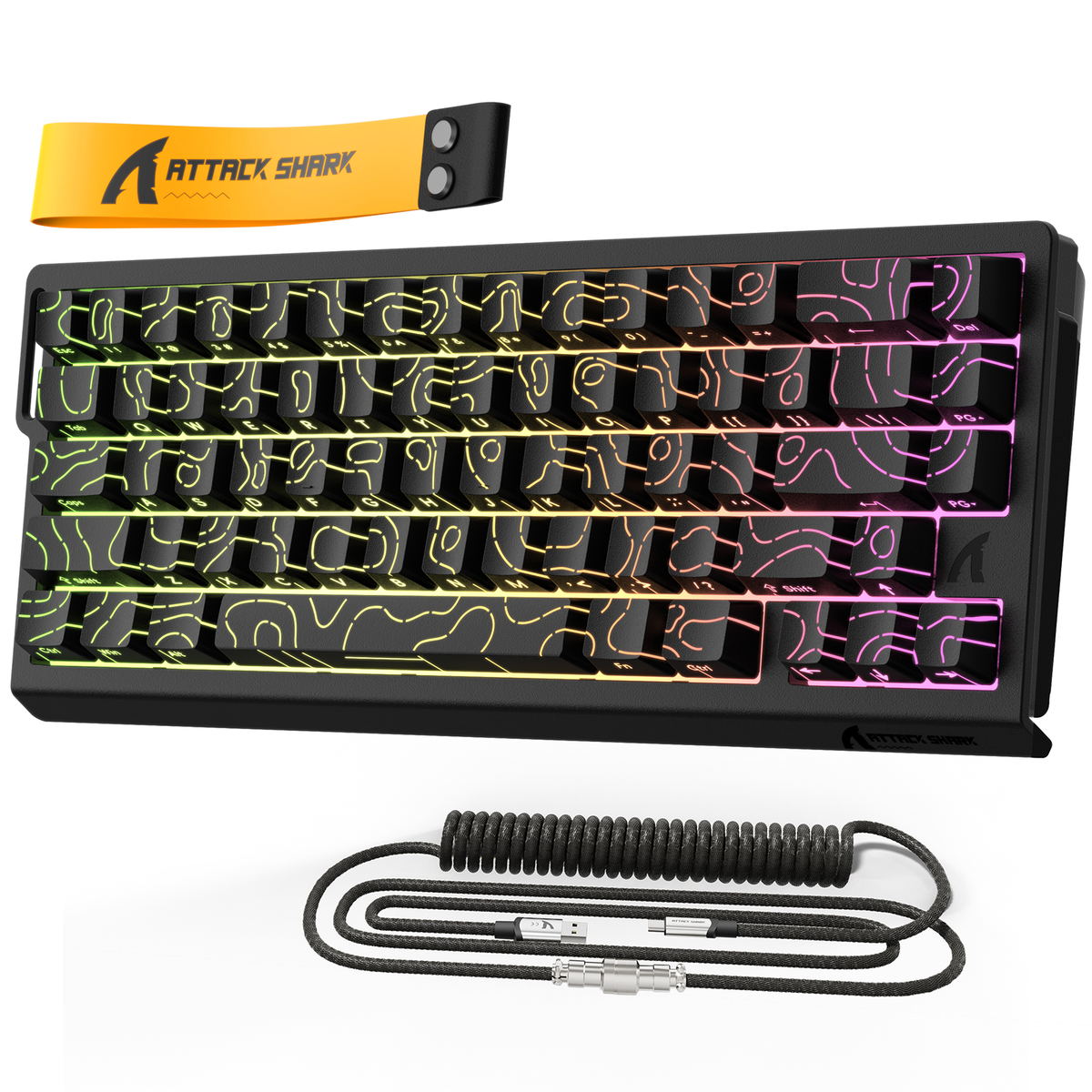 ATTACK SHARK X68HE キーボード　磁気スイッチ ダークグレー X68 HE Magnetic Keyboard with C01PRO Cable
