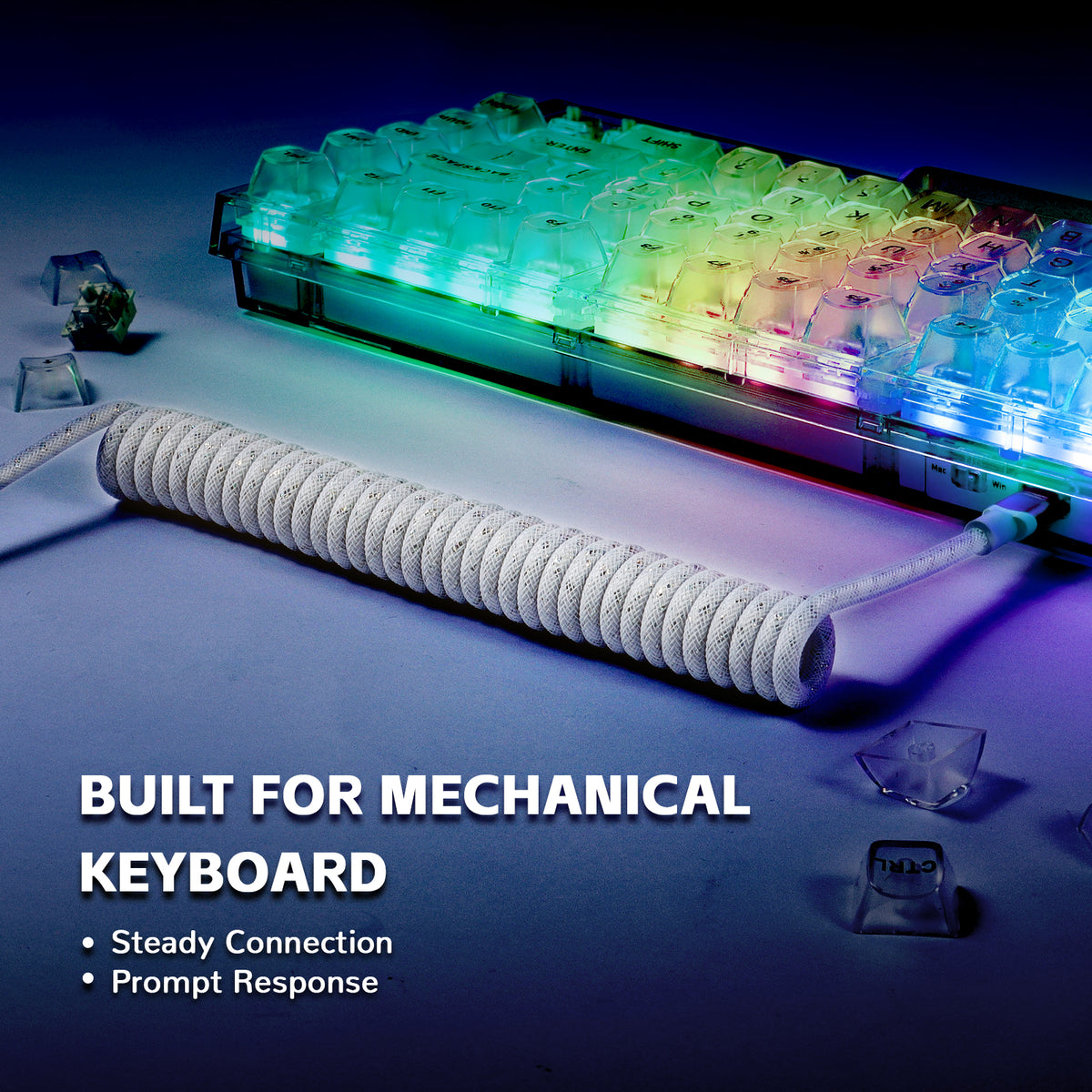 Keyboard Cable Led Premium Coiled Keyboard Cable | Durable & Tangle-Free Design