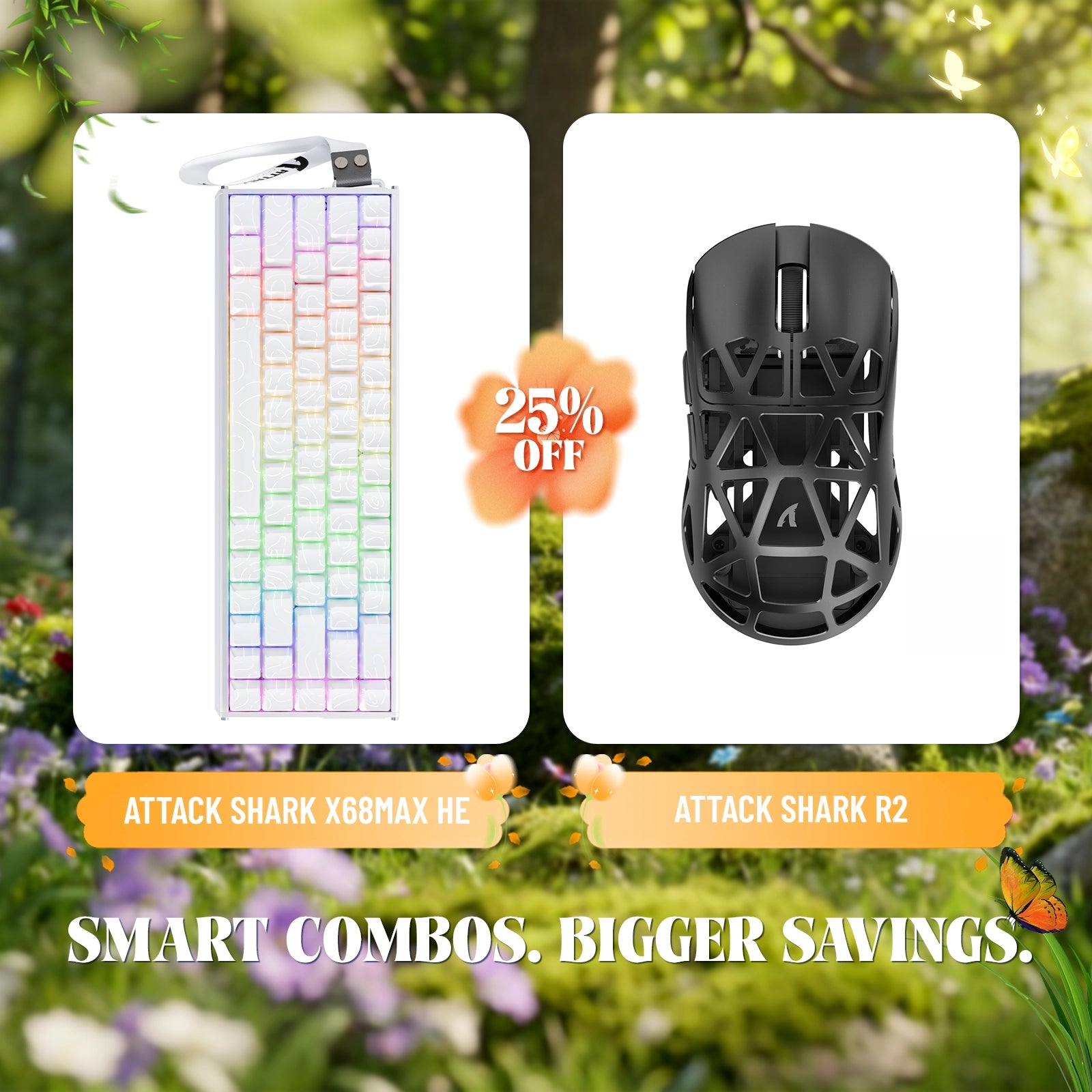 ATTACK SHARK X68MAX HE Rapid Trigger Aluminum Keyboard + R2 Magnesium Alloy Wireless Gaming Mouse Bundle