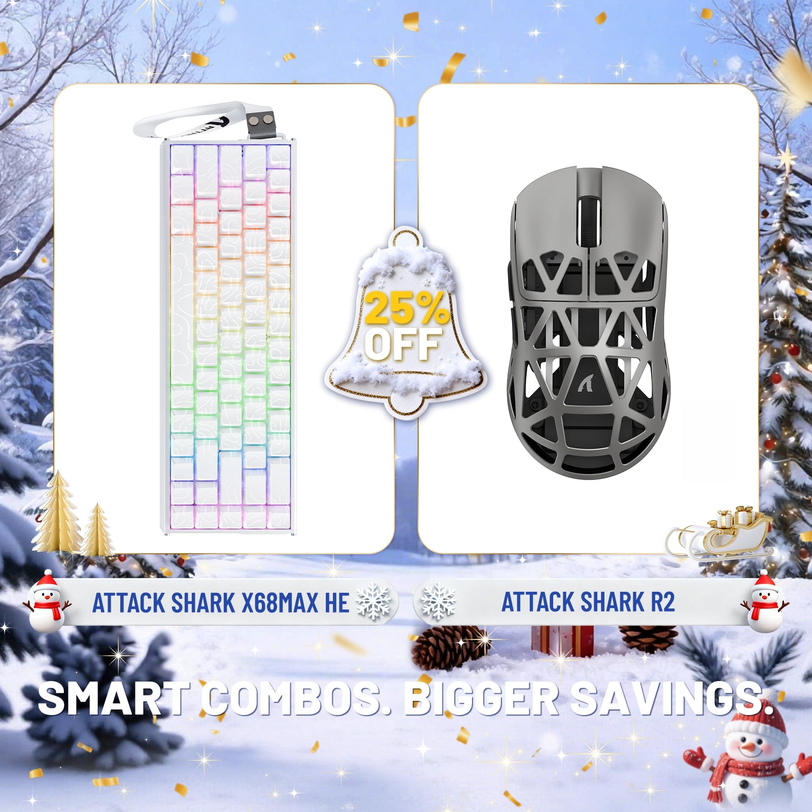 ATTACK SHARK X68MAX HE Rapid Trigger Aluminum Keyboard + R2 Magnesium Alloy Wireless Gaming Mouse Bundle