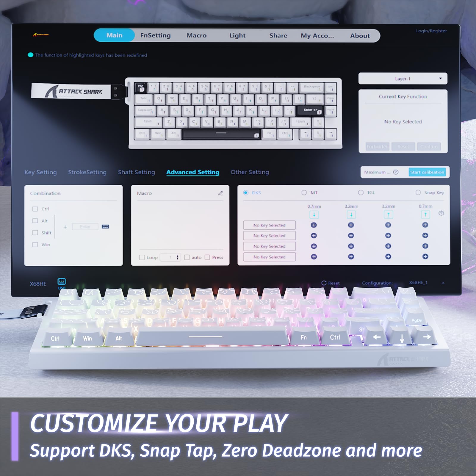 ATTACK SHARK X68HE Magnetic Keyboard with X3 Gaming Mouse Set
