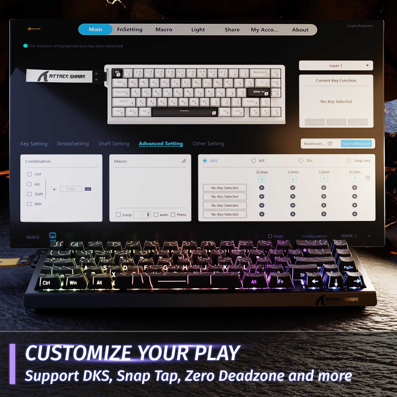 ATTACK SHARK X68HE Magnetic Keyboard with X3 Gaming Mouse Set