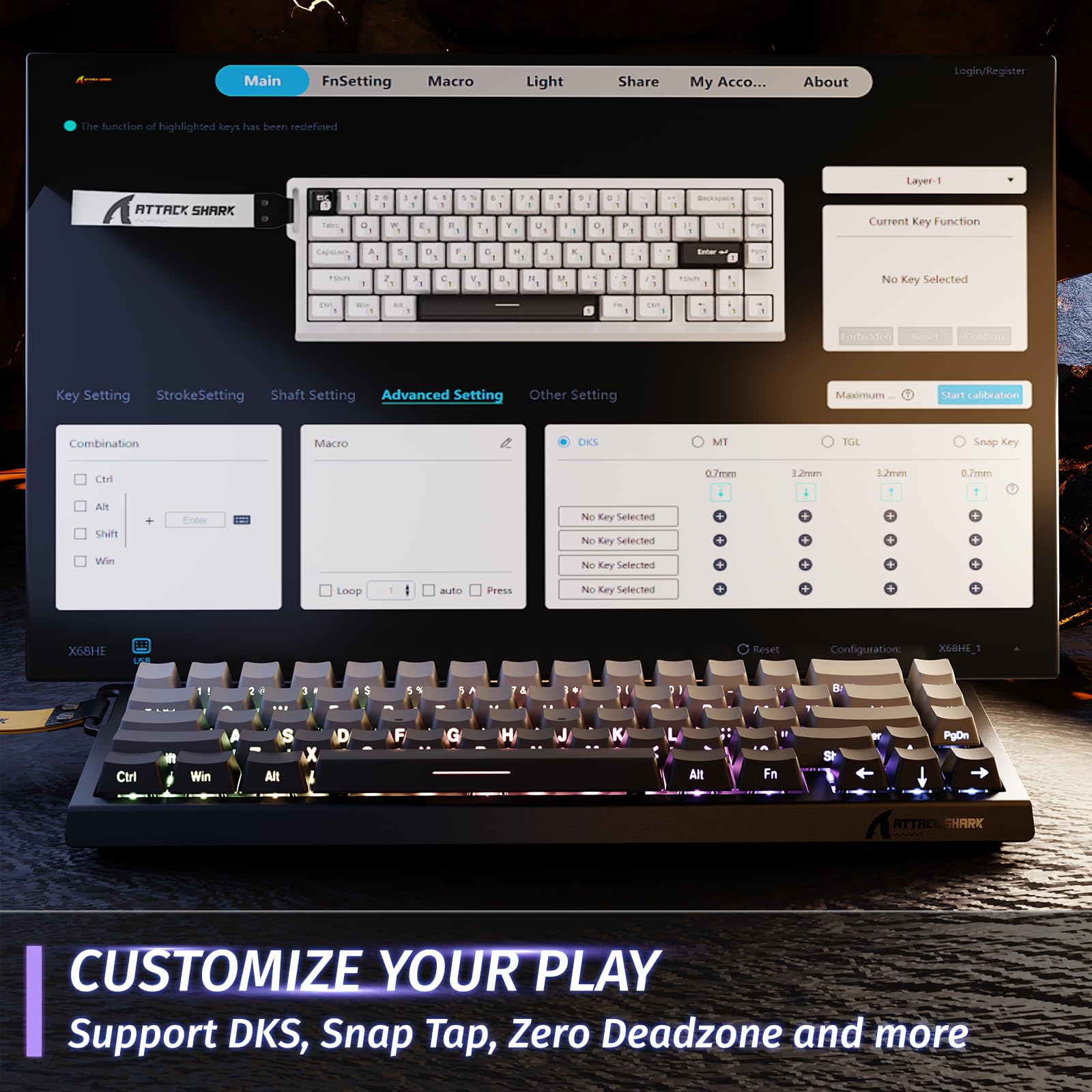 ATTACK SHARK X68HE Magnetic Keyboard with X3 Gaming Mouse Set