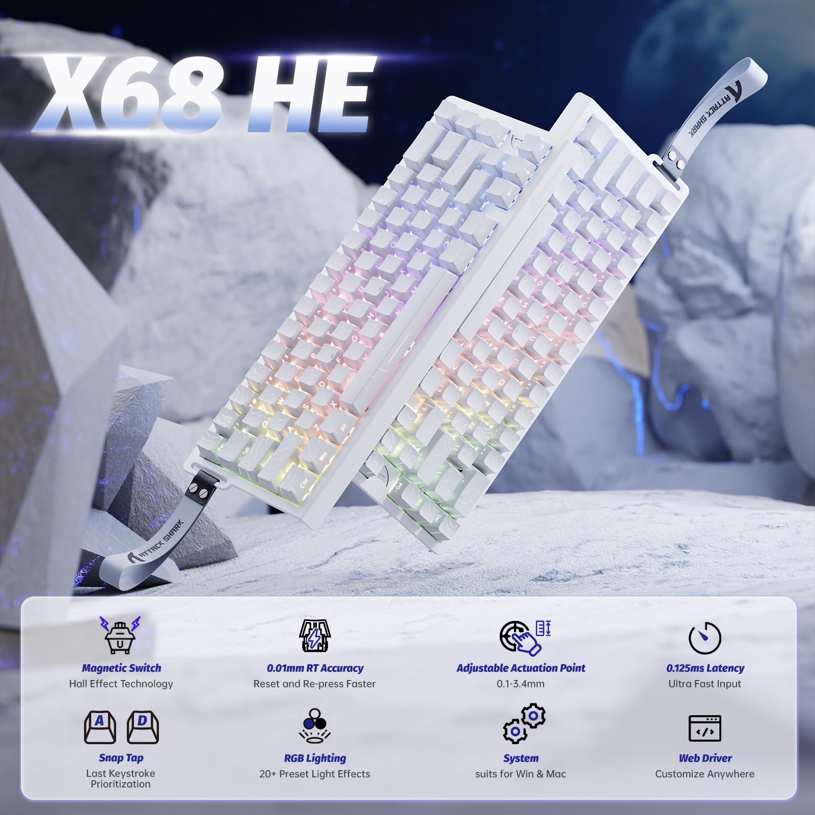 ATTACK SHARK X68HE Magnetic Keyboard with X3 Gaming Mouse Set