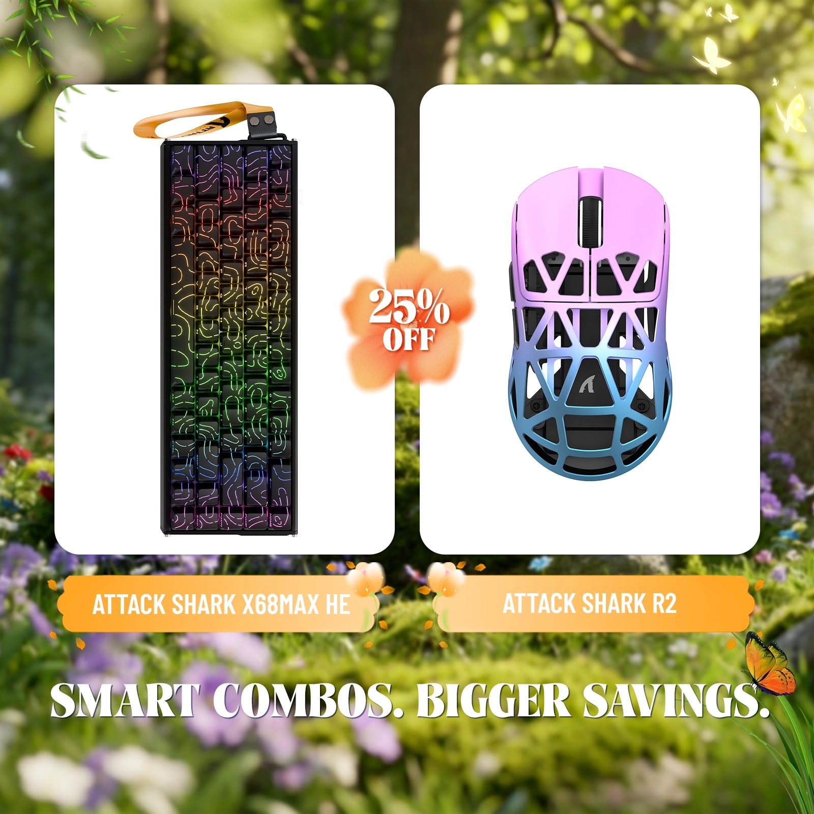 ATTACK SHARK X68MAX HE Rapid Trigger Aluminum Keyboard + R2 Magnesium Alloy Wireless Gaming Mouse Bundle