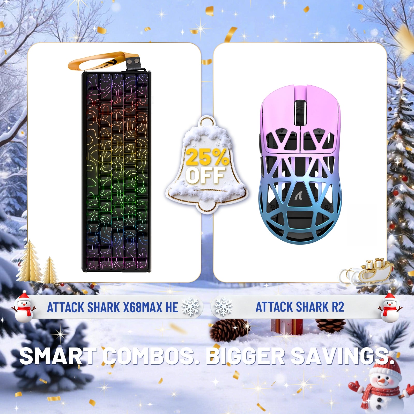 ATTACK SHARK X68MAX HE Rapid Trigger Aluminum Keyboard + R2 Magnesium Alloy Wireless Gaming Mouse Bundle