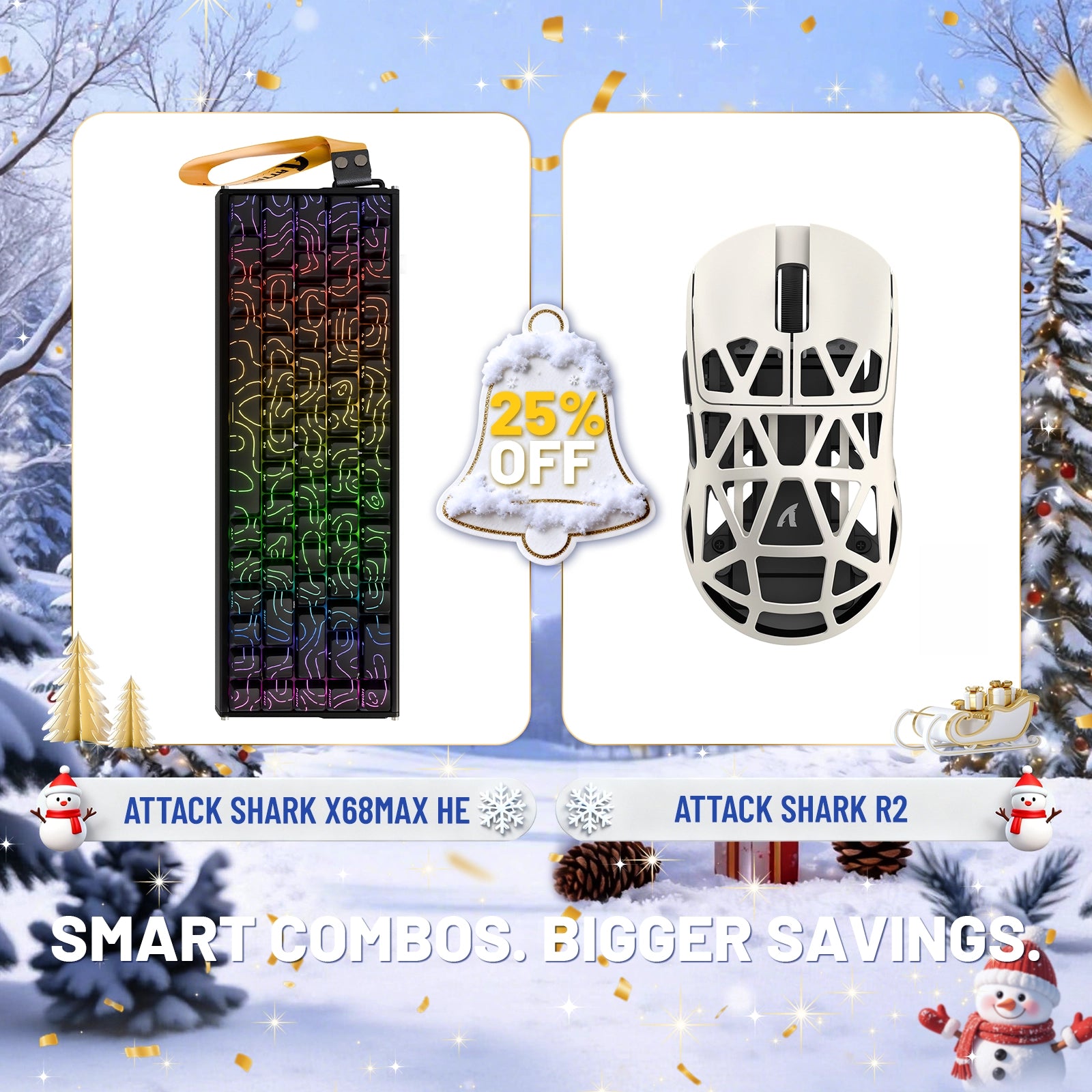 ATTACK SHARK X68MAX HE Rapid Trigger Aluminum Keyboard + R2 Magnesium Alloy Wireless Gaming Mouse Bundle
