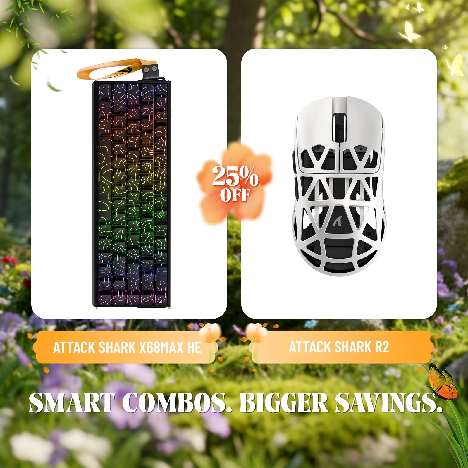 ATTACK SHARK X68MAX HE Rapid Trigger Aluminum Keyboard + R2 Magnesium Alloy Wireless Gaming Mouse Bundle