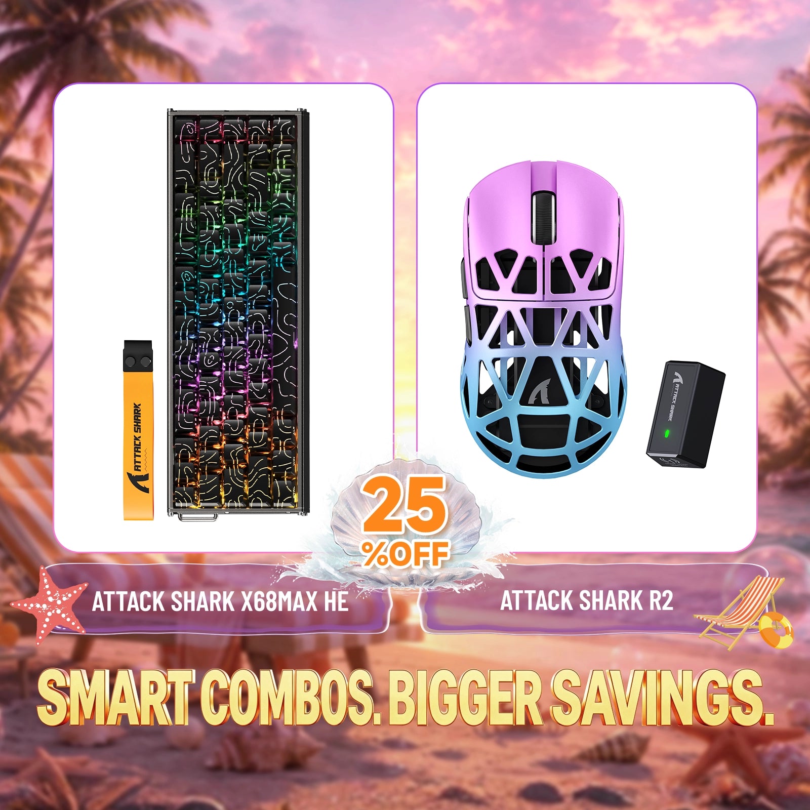 ATTACK SHARK X68MAX HE Klawiatura z szybkim wyzwalaczem z aluminium + zestaw bezprzewodowej myszy do gier z stopu magnezu R2