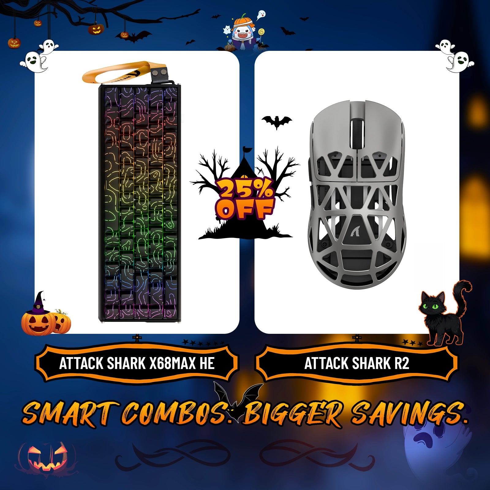 ATTACK SHARK X68MAX HE Rapid Trigger Aluminium-Tastatur + R2 Kabellose Gaming-Maus aus Magnesiumlegierung im Bundle