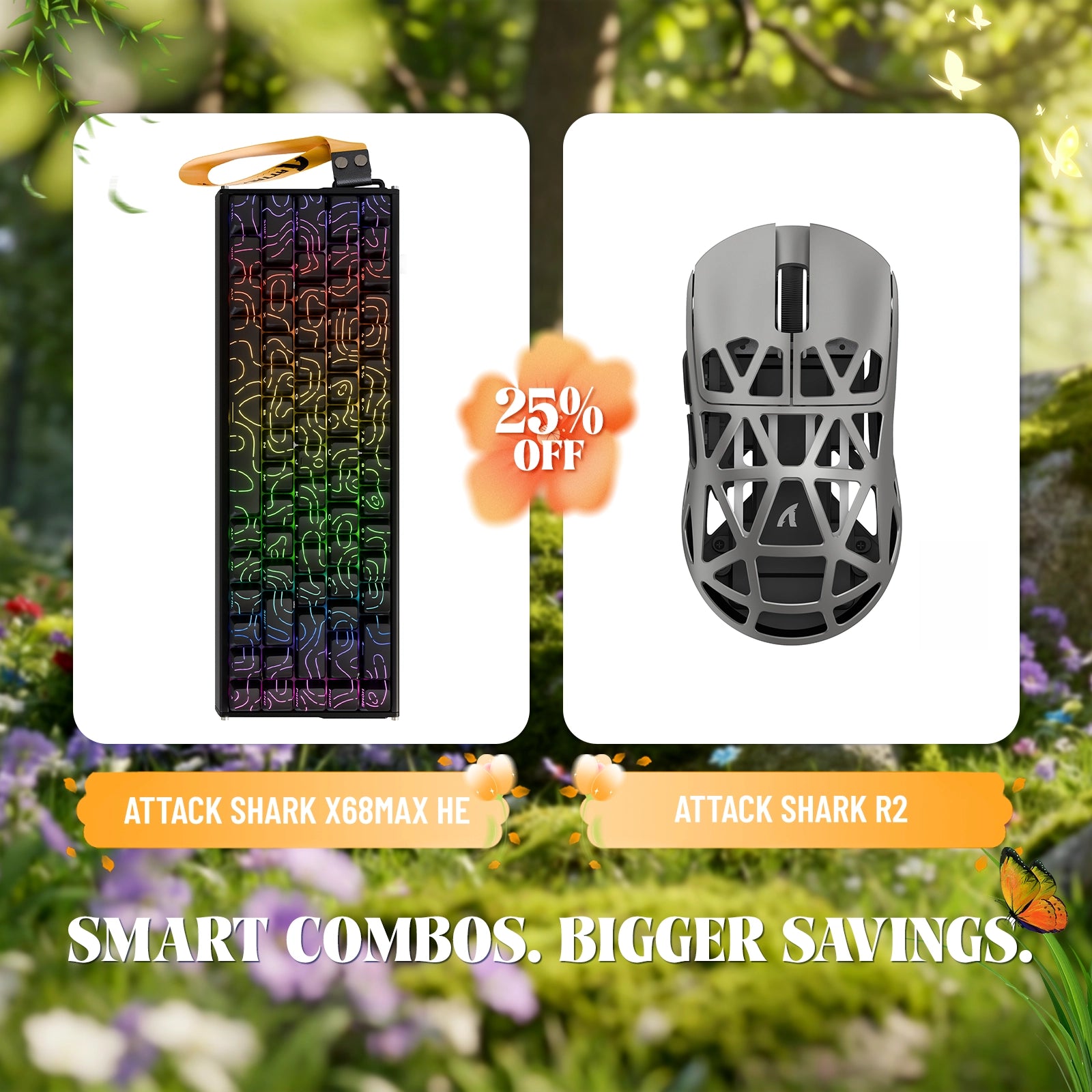 ATTACK SHARK X68MAX HE Rapid Trigger Aluminum Keyboard + R2 Magnesium Alloy Wireless Gaming Mouse Bundle