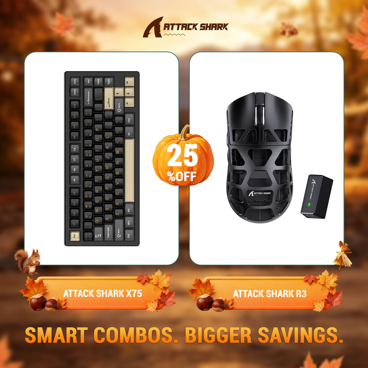 ATTACK SHARK X75 Volledig Aluminium Toetsenbord + R3 Magnesiumlegering Gaming Muis Bundel