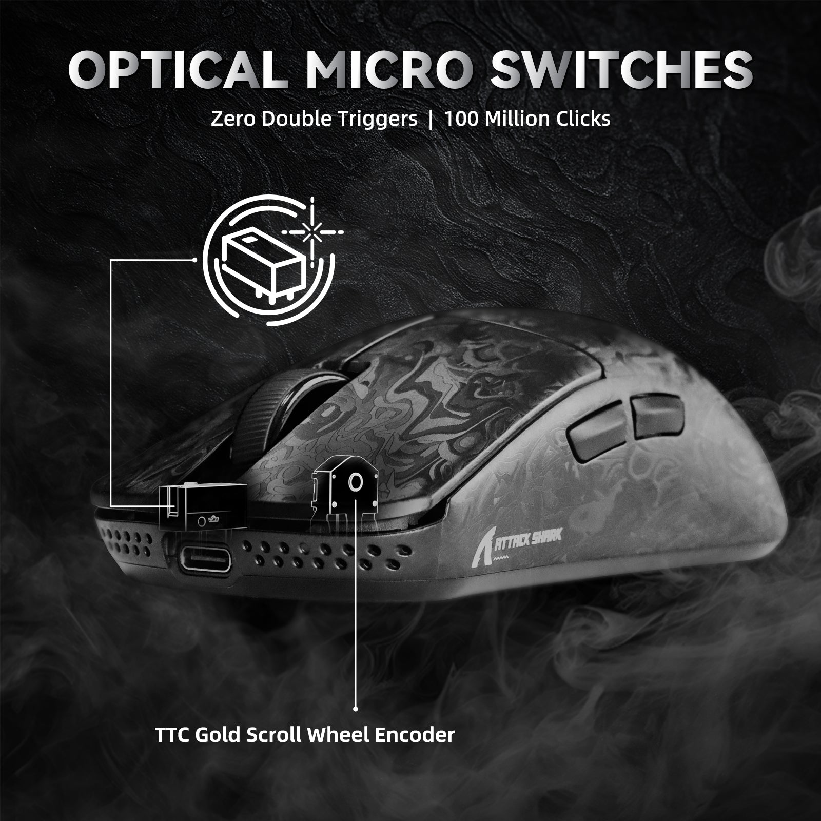ATTACK SHARK R11 ULTRA Mouse da Gioco Wireless 8K in Fibra di Carbonio PAW3950MAX