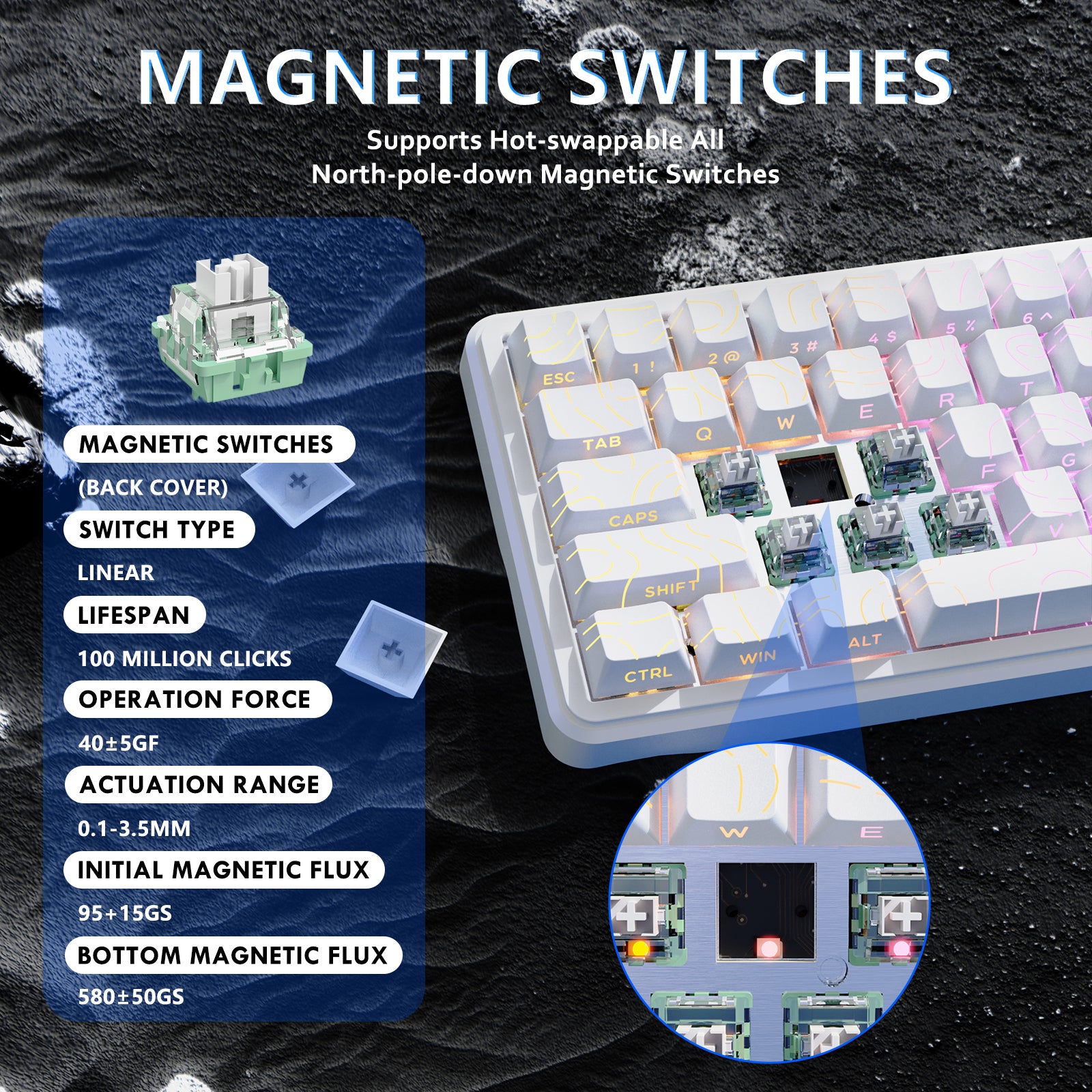 Teclado con gatillo rápido e interruptor magnético ATTACK SHARK X65 HE