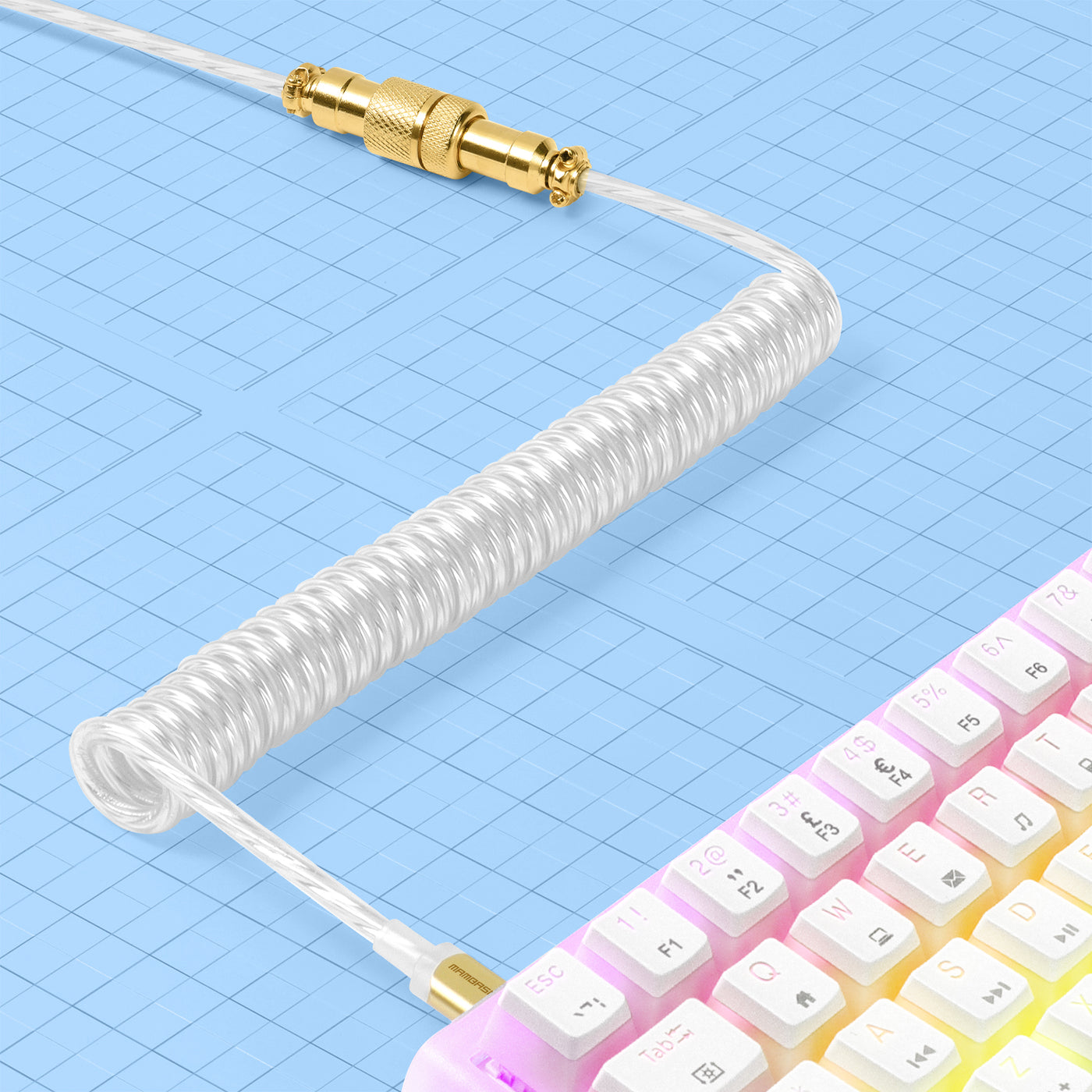 Coiled Mechanical Keyboard Cable | 24K Gold Connector