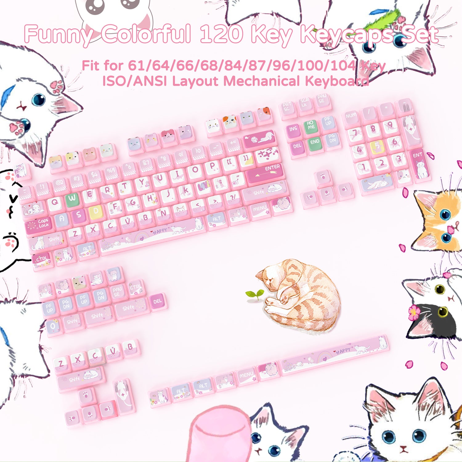 ATTACK SHARK 120 Keys PBT Dye-Sublimation Pudding Keycaps Set