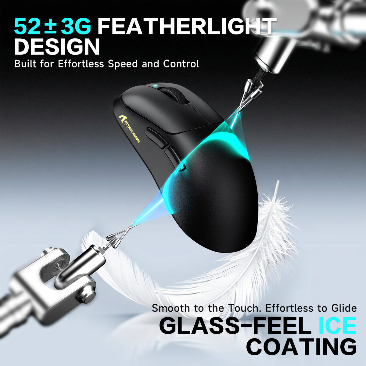 ATTACK SHARK V2 AIR PAW3955MAX Ergonomic Wireless Gaming Mouse