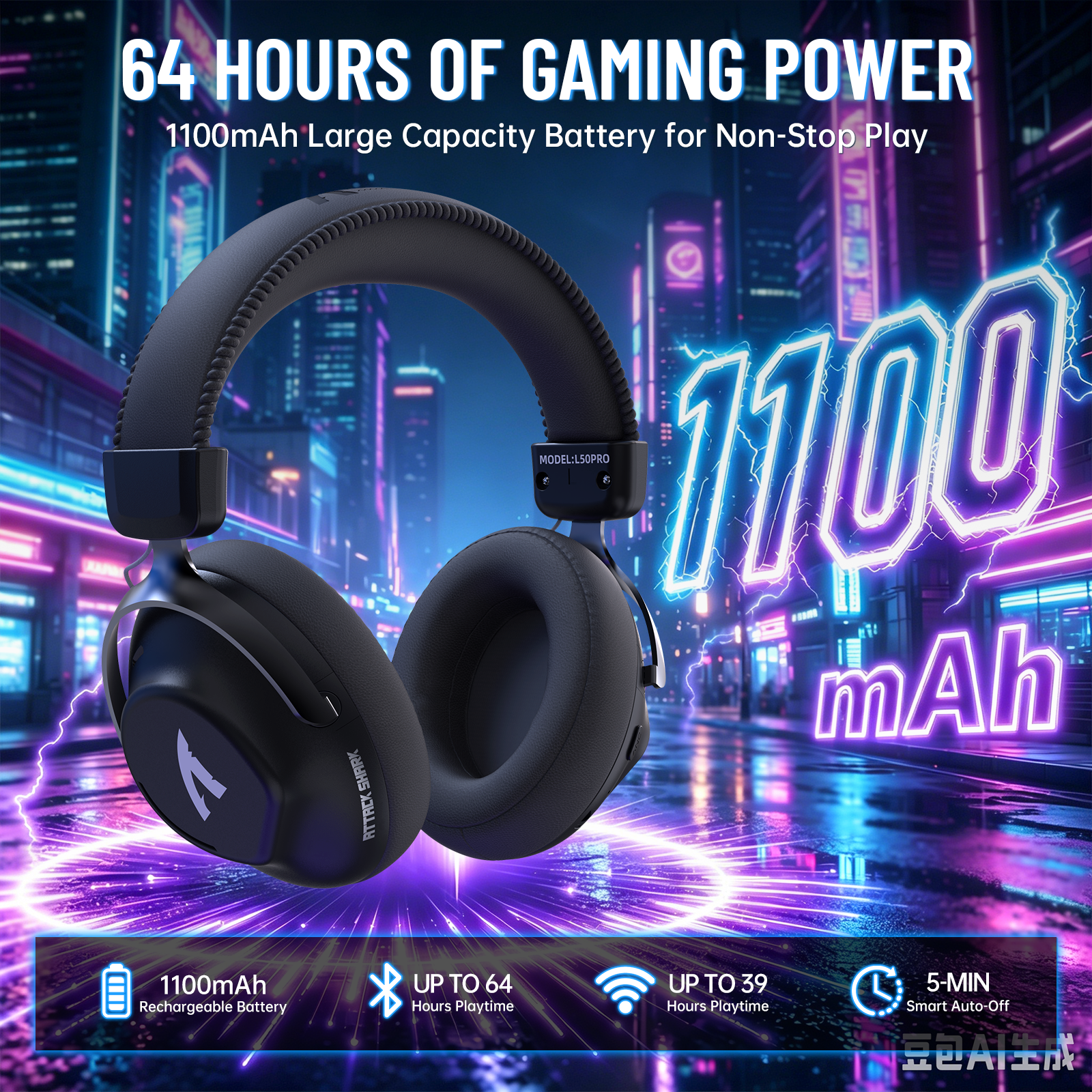 ATTACK SHARK L50PRO Tri-Mode Wireless Gaming Headset