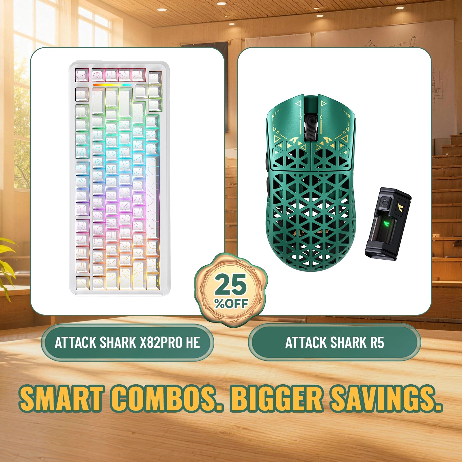 Paquete ATTACK SHARK X82PRO HE teclado Rapid Trigger + ratón para juegos inalámbrico de fibra de carbono R5