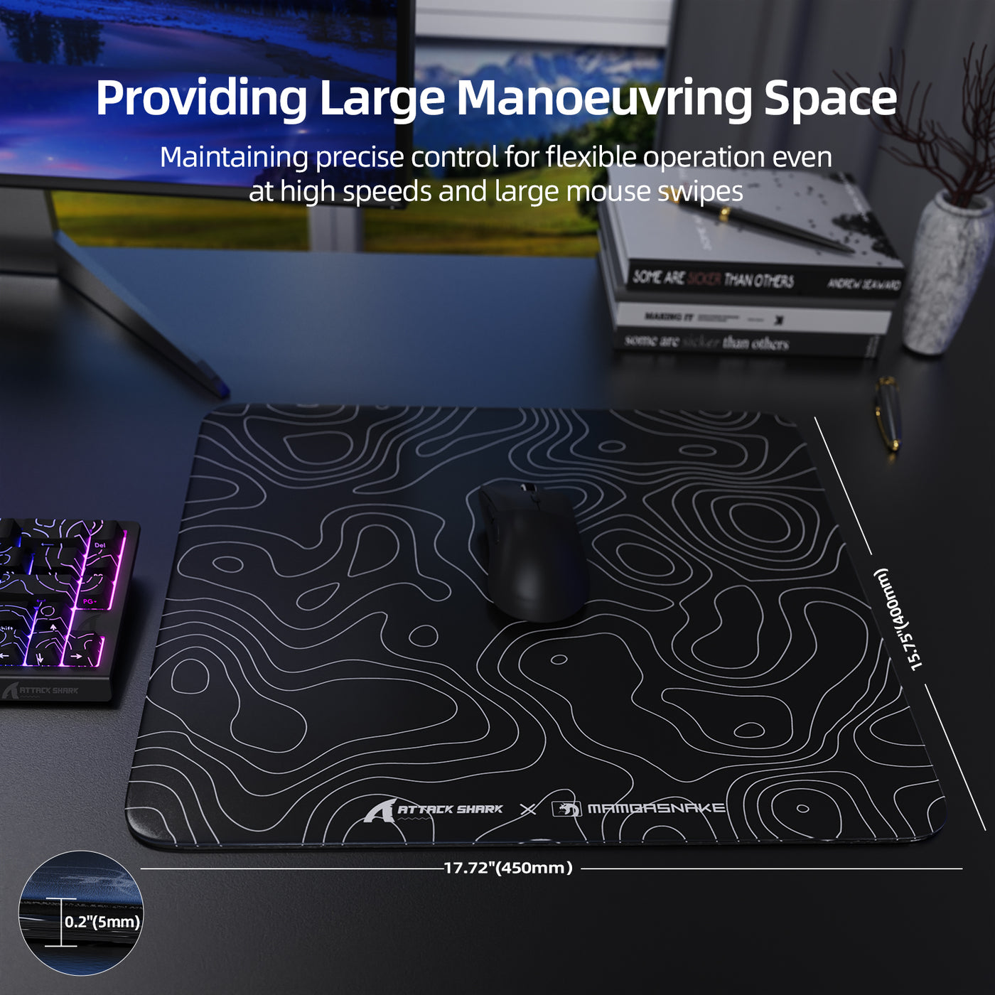 CM05 Premium Tempered Glass Gaming Mouse Pad | ATTACK SHARK