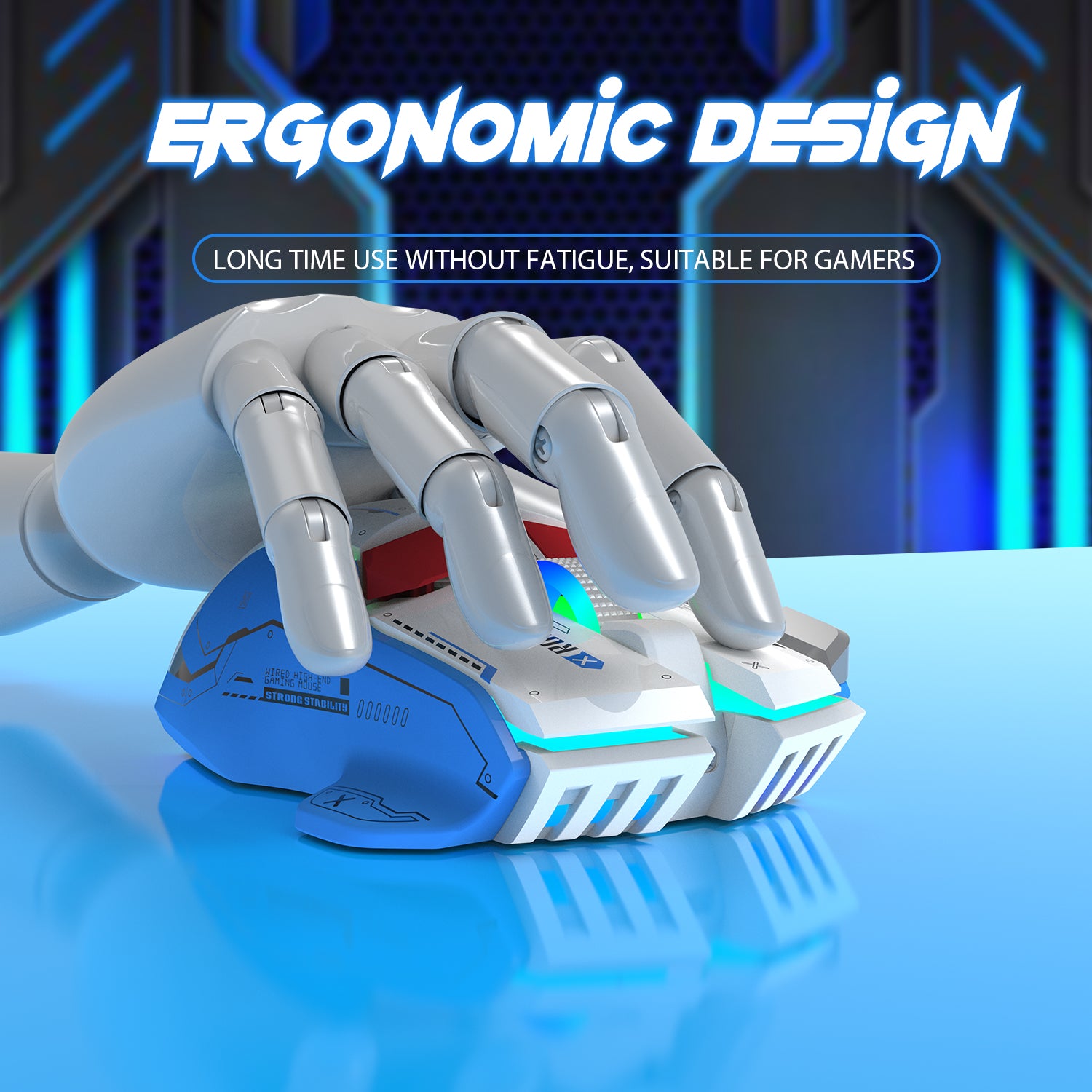 Attack Shark G6 gaming mouse showcasing ergonomic design next to robotic hand.