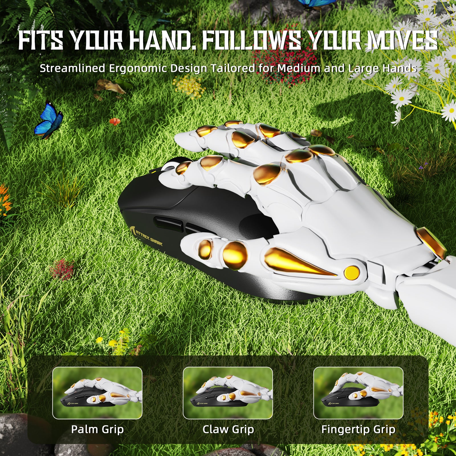 ATTACK SHARK X8SE Kabellose Tri-Mode-Gaming-Maus, 25.000 DPI, ultraleicht