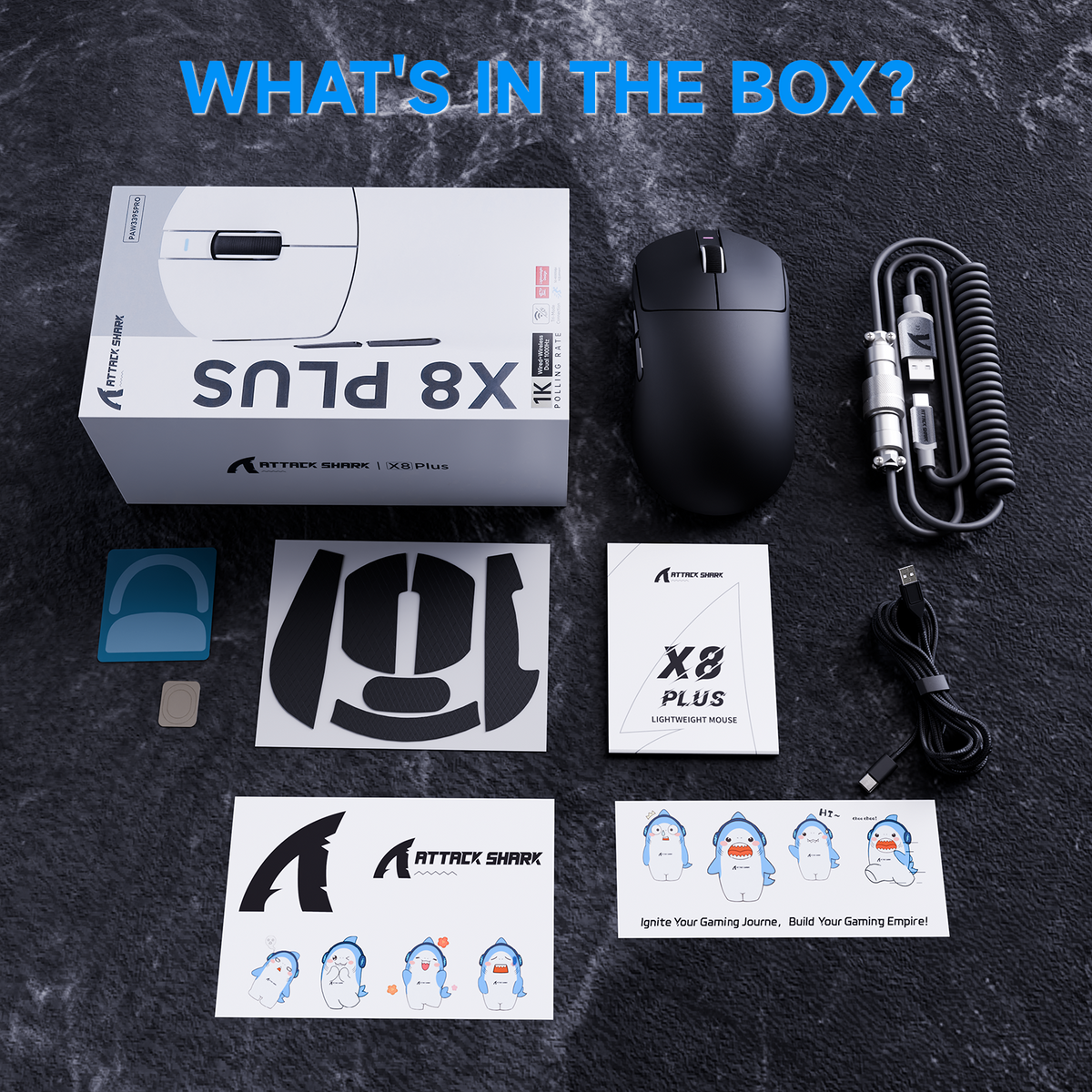 Mouse gamer sem fio de três modos ATTACK SHARK X8 PLUS com cabo C06 ULTRA
