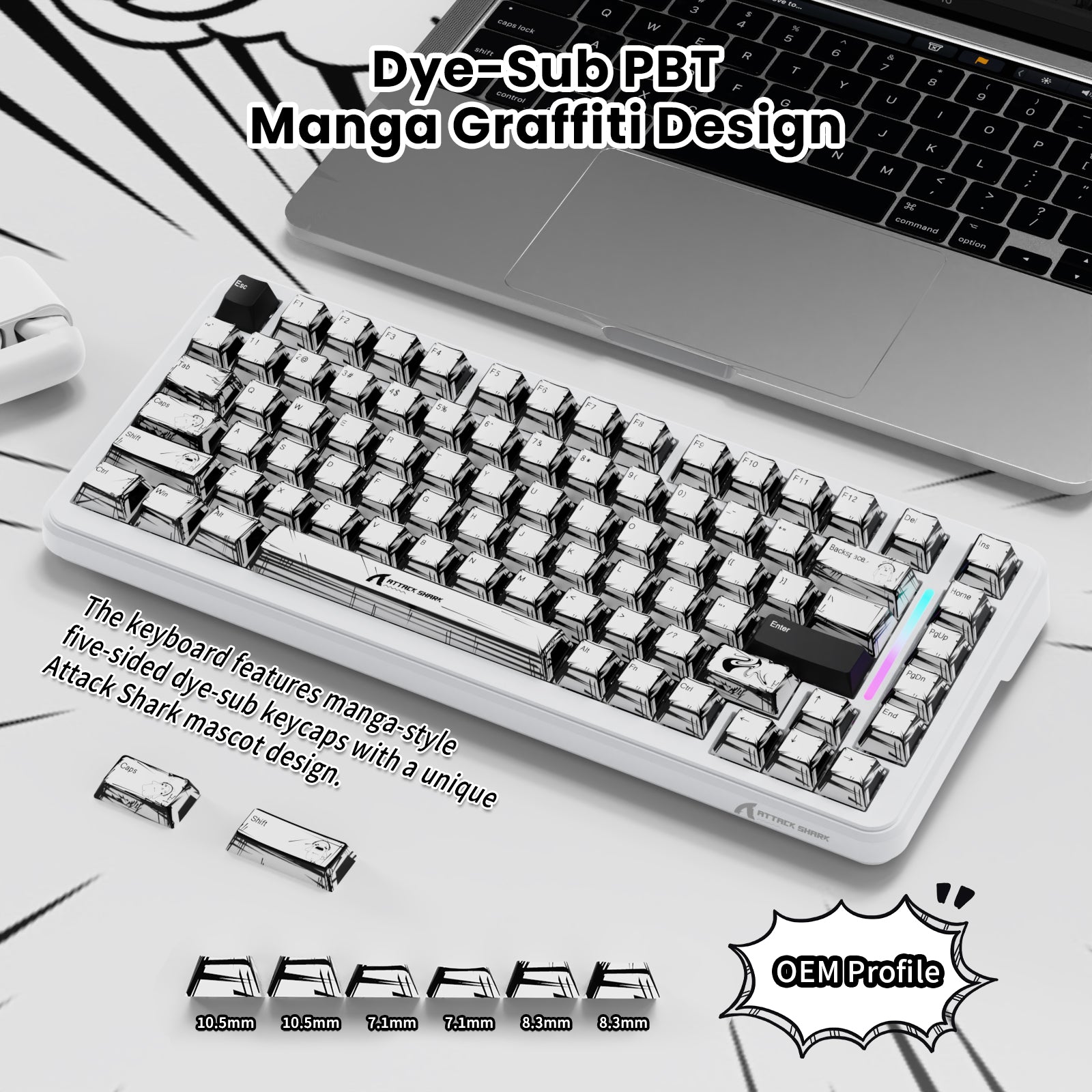Clavier magnétique ATTACK SHARK X82PRO HE avec câble spiralé C01Ultra RGB