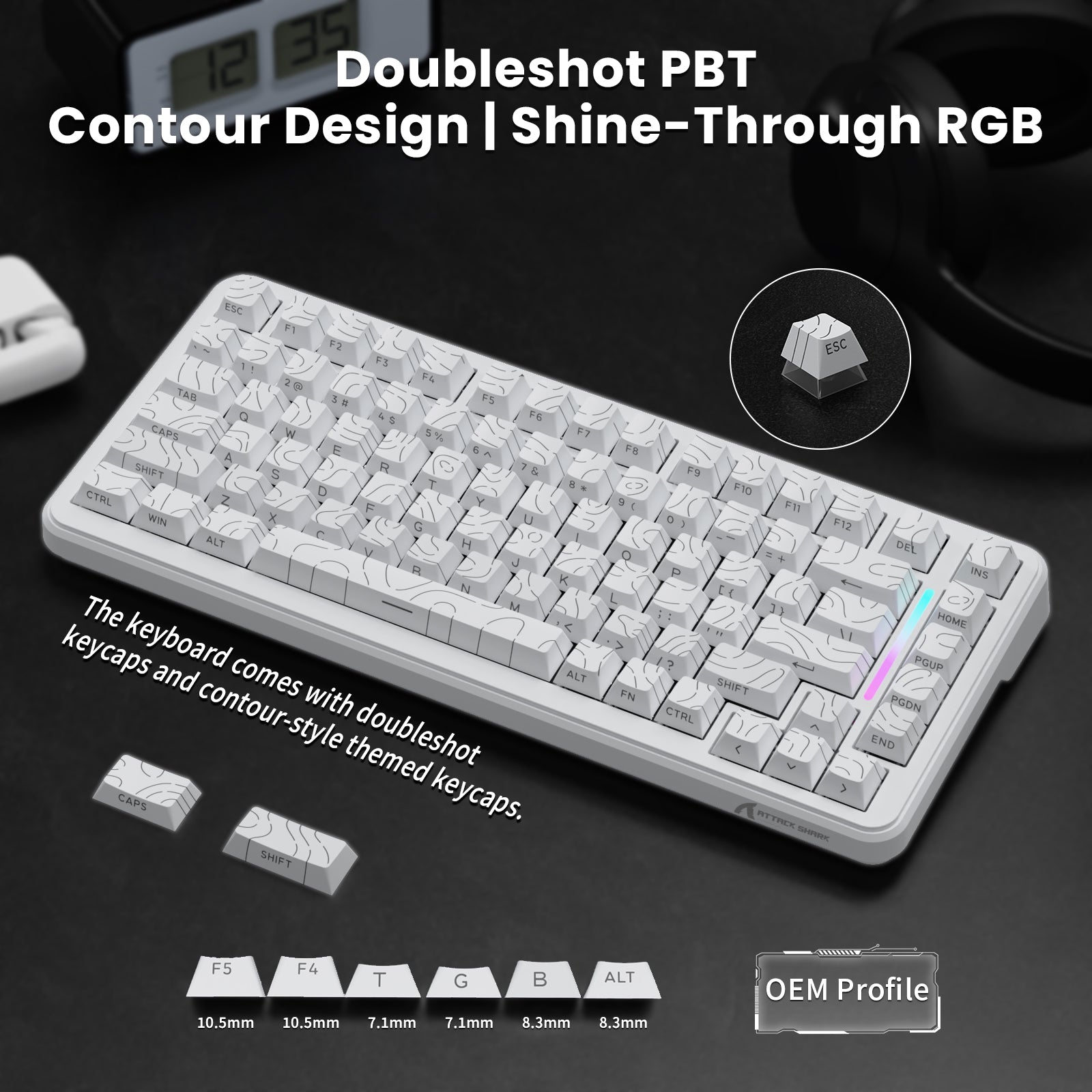 Clavier magnétique ATTACK SHARK X82PRO HE avec câble spiralé C01Ultra RGB