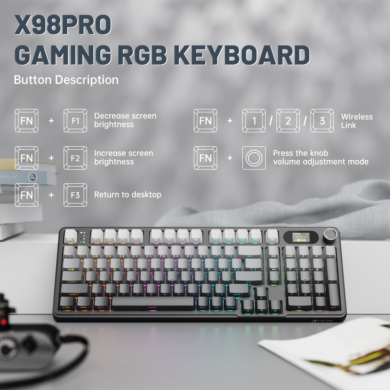 ATTACK SHARK X98PRO Kabellose Gaming-Tastatur