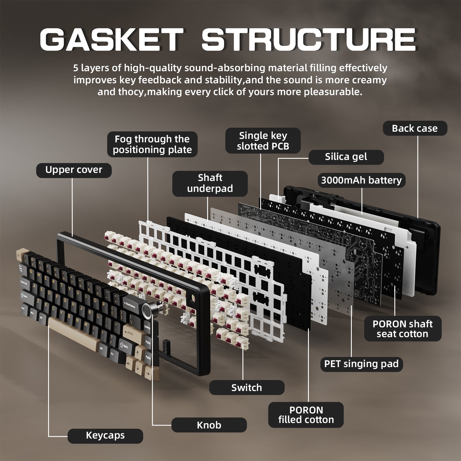 Clavier mécanique sans fil ATTACK SHARK X66 avec câble spiralé 8K