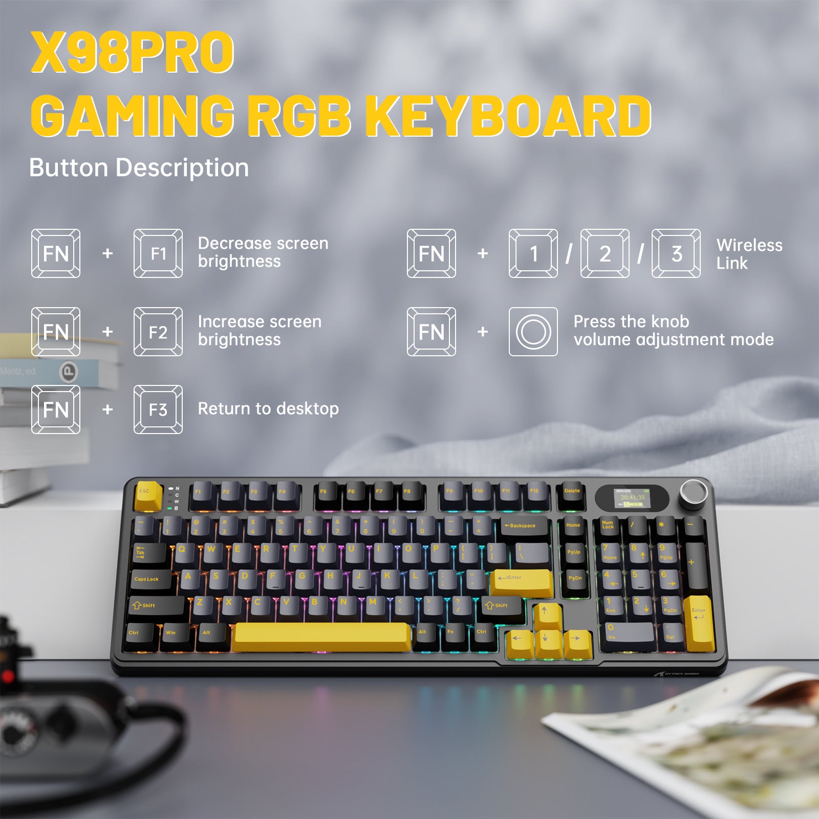 ATTACK SHARK X98PRO Kabellose Gaming-Tastatur