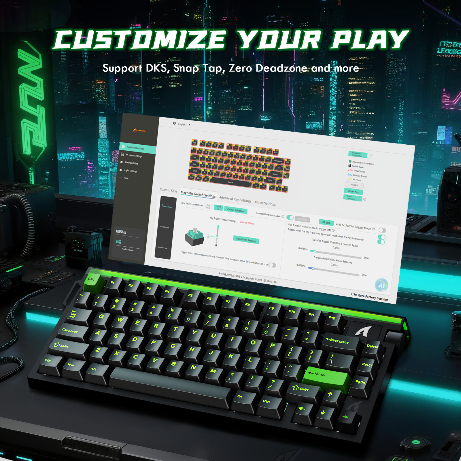 ATTACK SHARK R85 HE ラピッドトリガーキーボード マグネティックスイッチ（カスタムライトボックス付き）