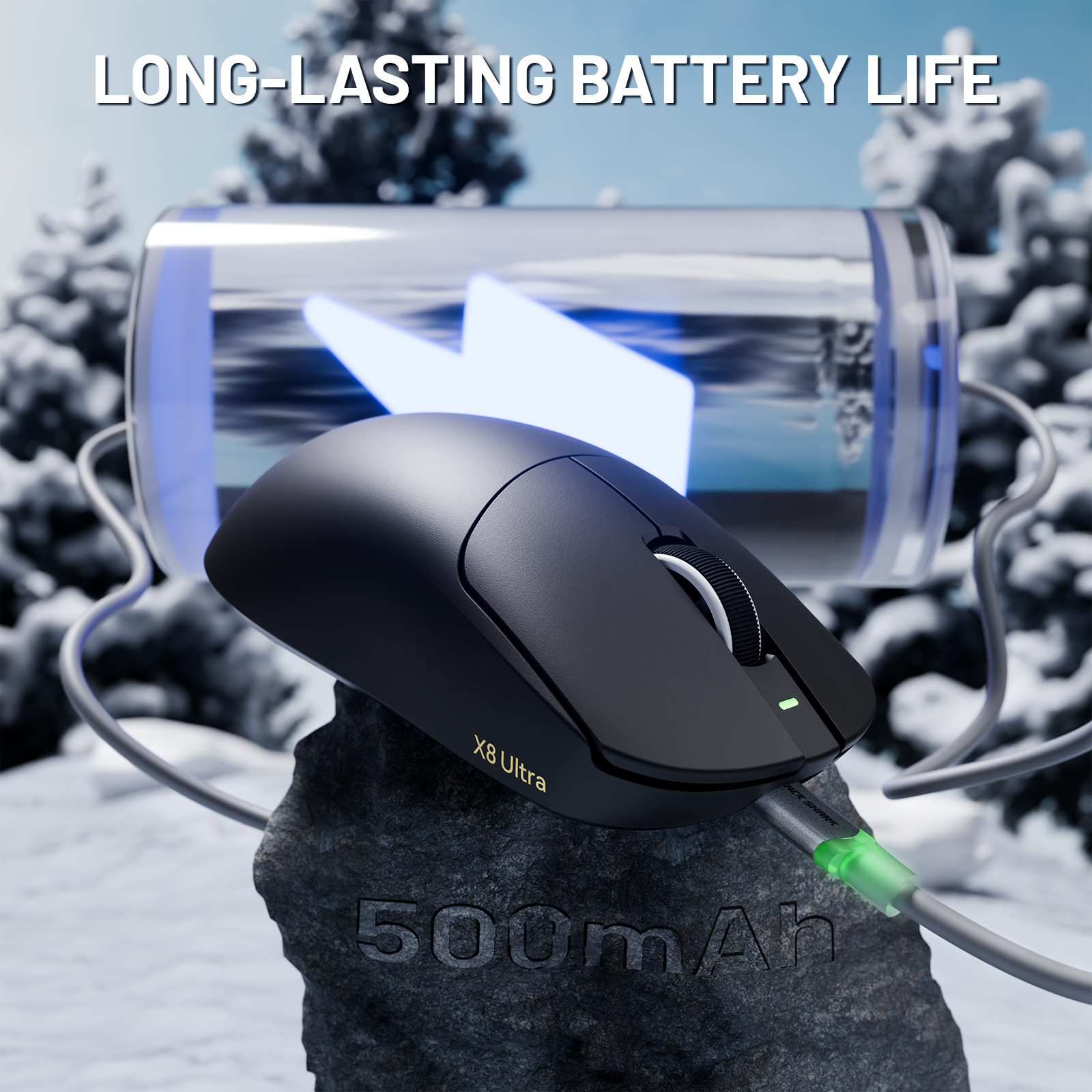 ATTACK SHARK X8 Ultra Tri-Mode Kabellose Gaming-Maus mit C06 Ultra-Kabel
