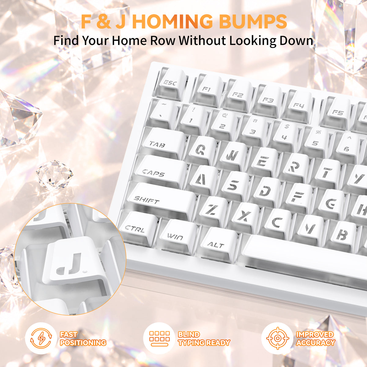 ATTACK SHARK SK07 131 Keys Prism Shine-Through Keycaps, ANSI, White