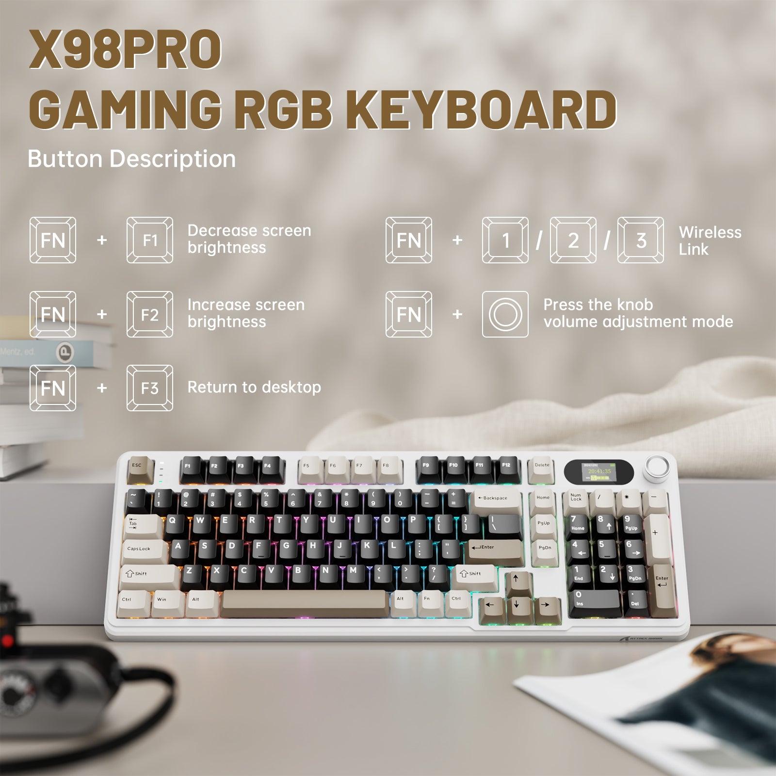 ATTACK SHARK X98PRO Kabellose Gaming-Tastatur