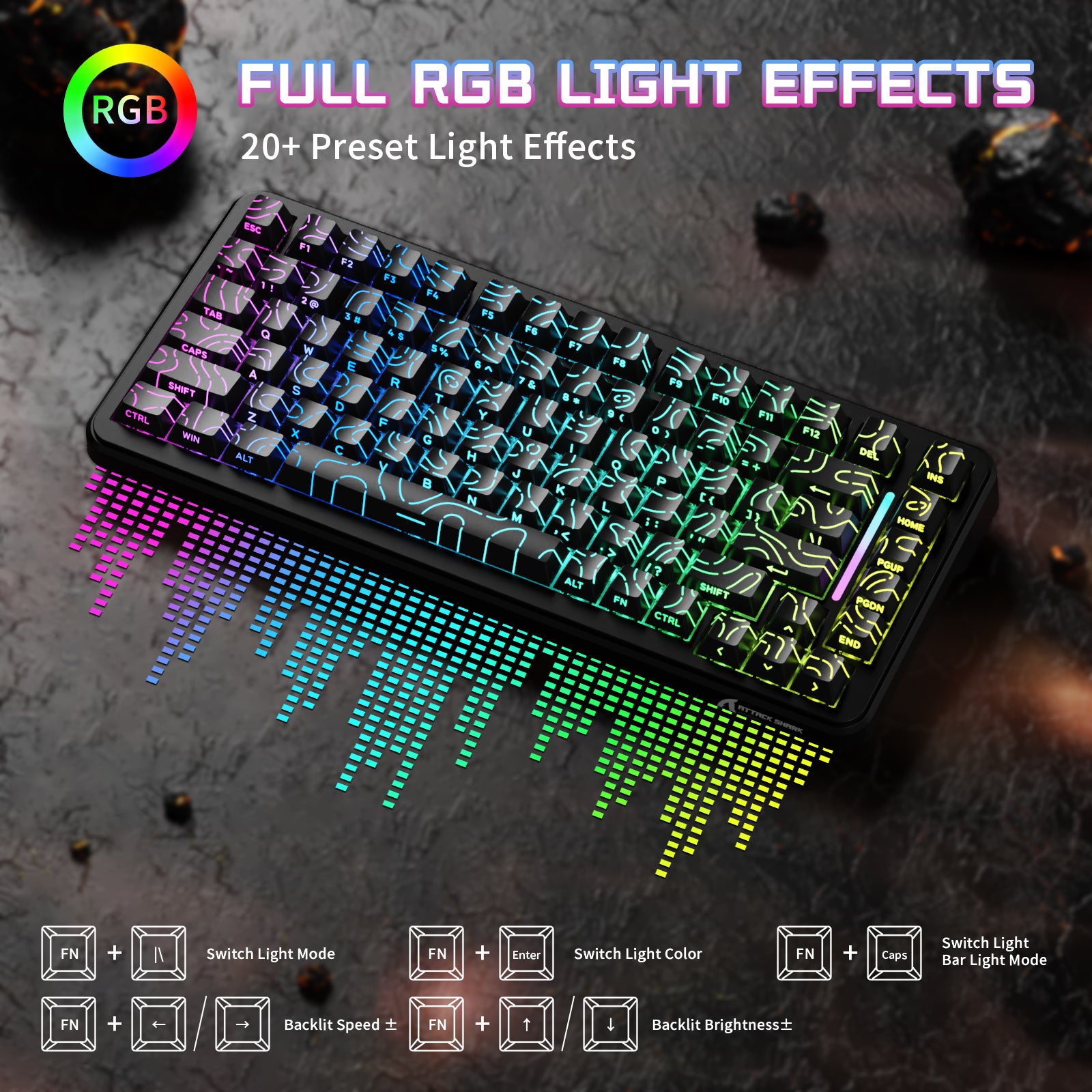 ATTACK SHARK X82PRO HE Kabellose Rapid Trigger-Gaming-Tastatur mit Magnetschalter