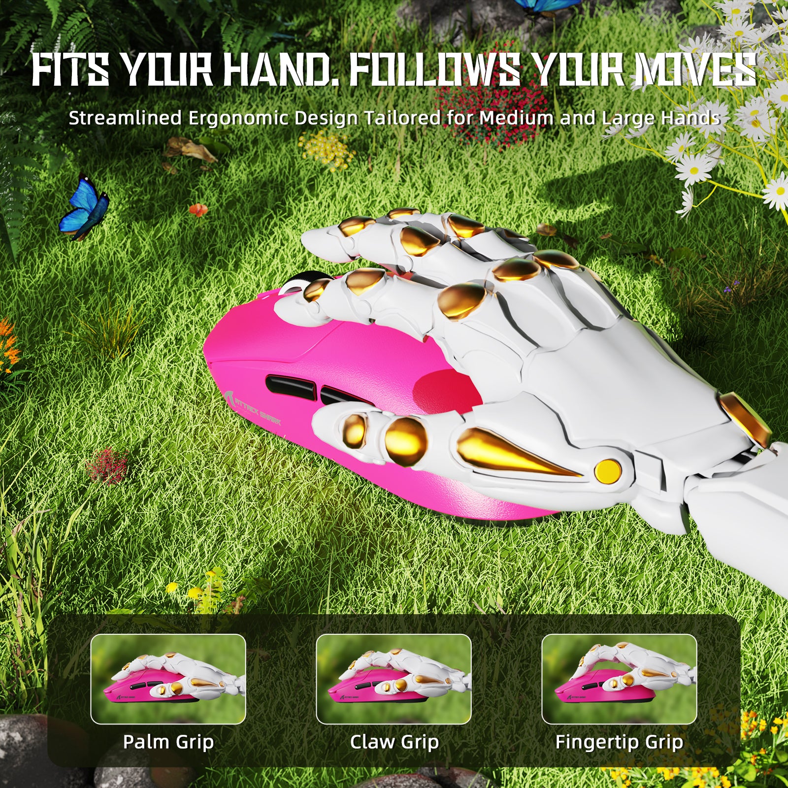 ATTACK SHARK X8SE Kabellose Tri-Mode-Gaming-Maus, 25.000 DPI, ultraleicht