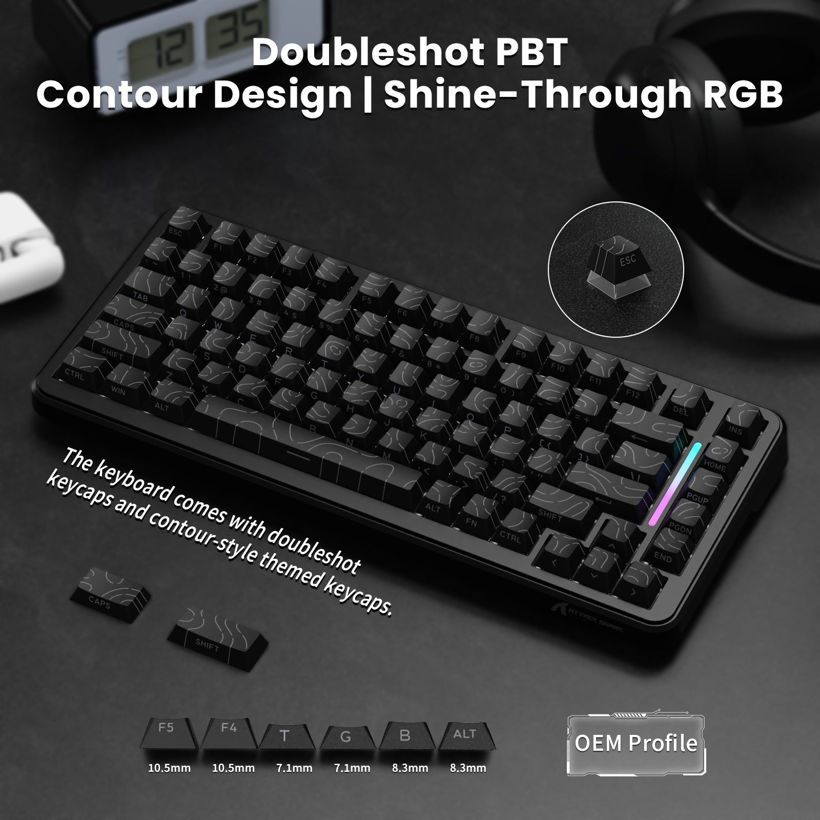 Clavier magnétique ATTACK SHARK X82PRO HE avec câble spiralé C01Ultra RGB
