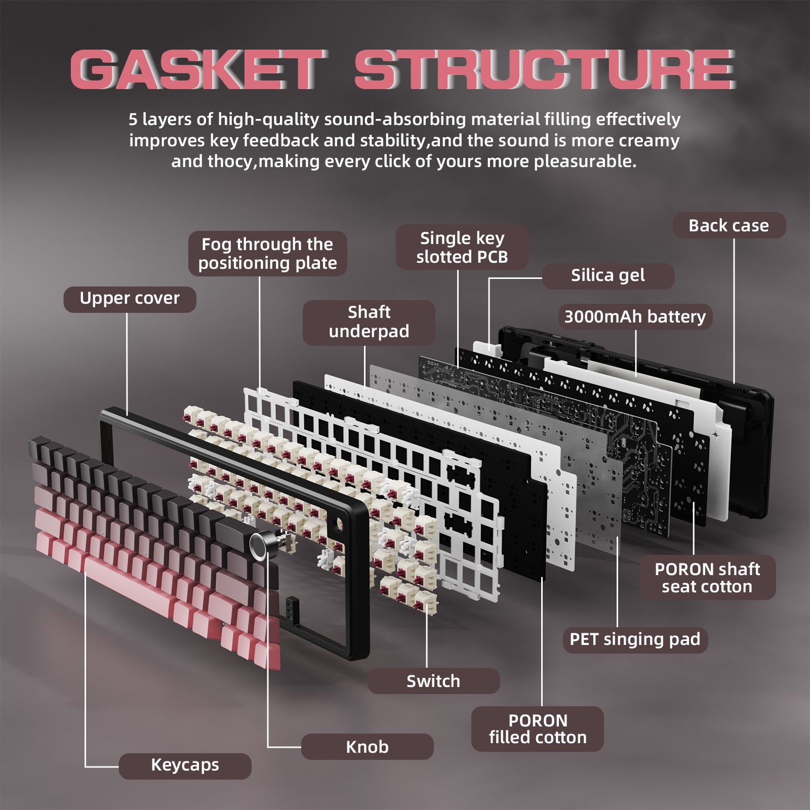 Clavier mécanique sans fil ATTACK SHARK X66 avec câble spiralé 8K