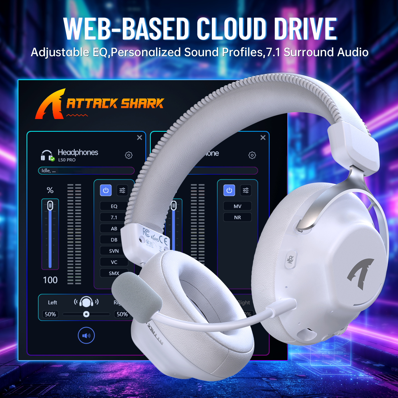ATTACK SHARK L50PRO Tri-Mode Wireless Gaming Headset